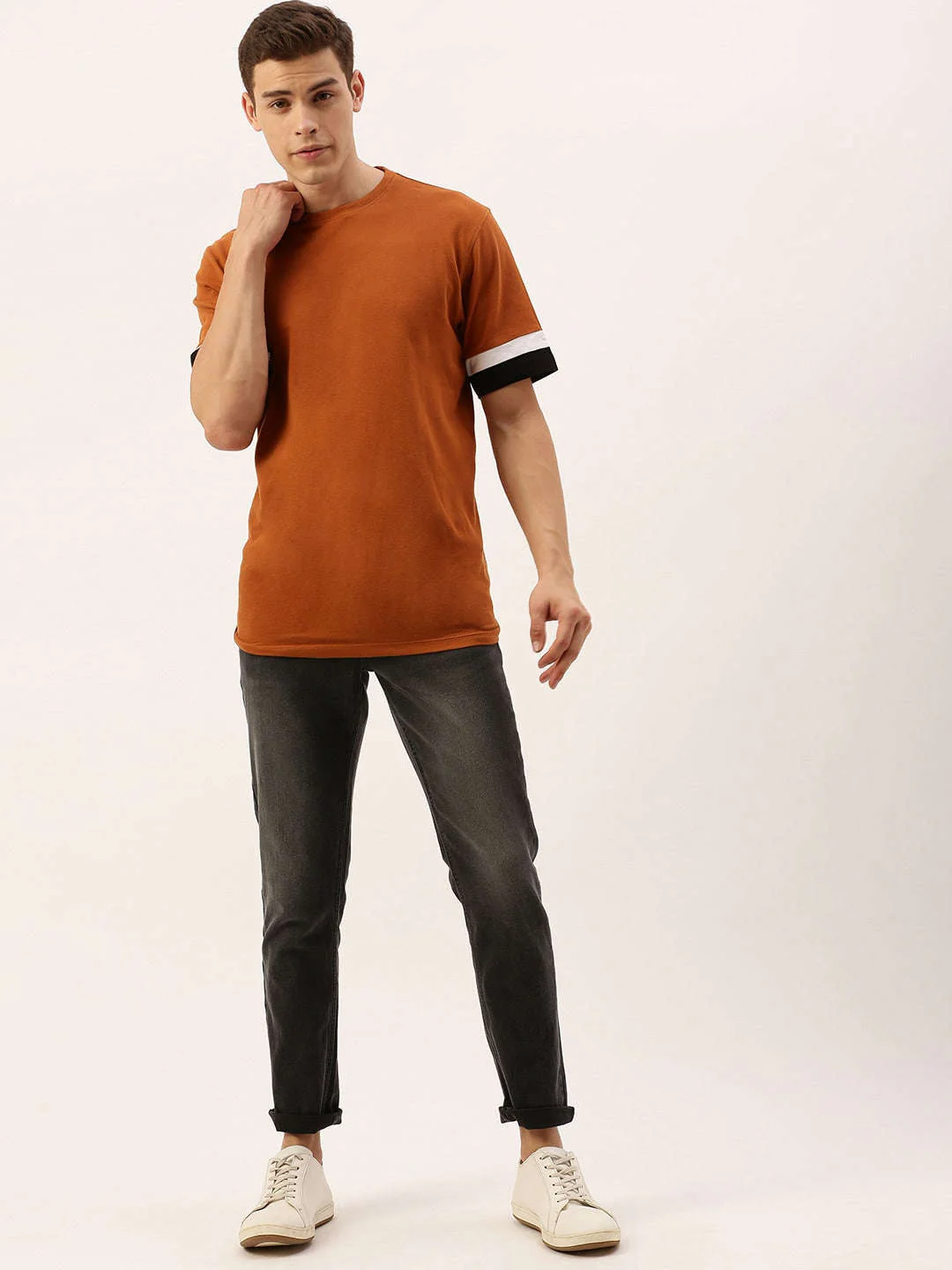 Men's Grey Slim Fit Solid Casual Jeans - Image 4