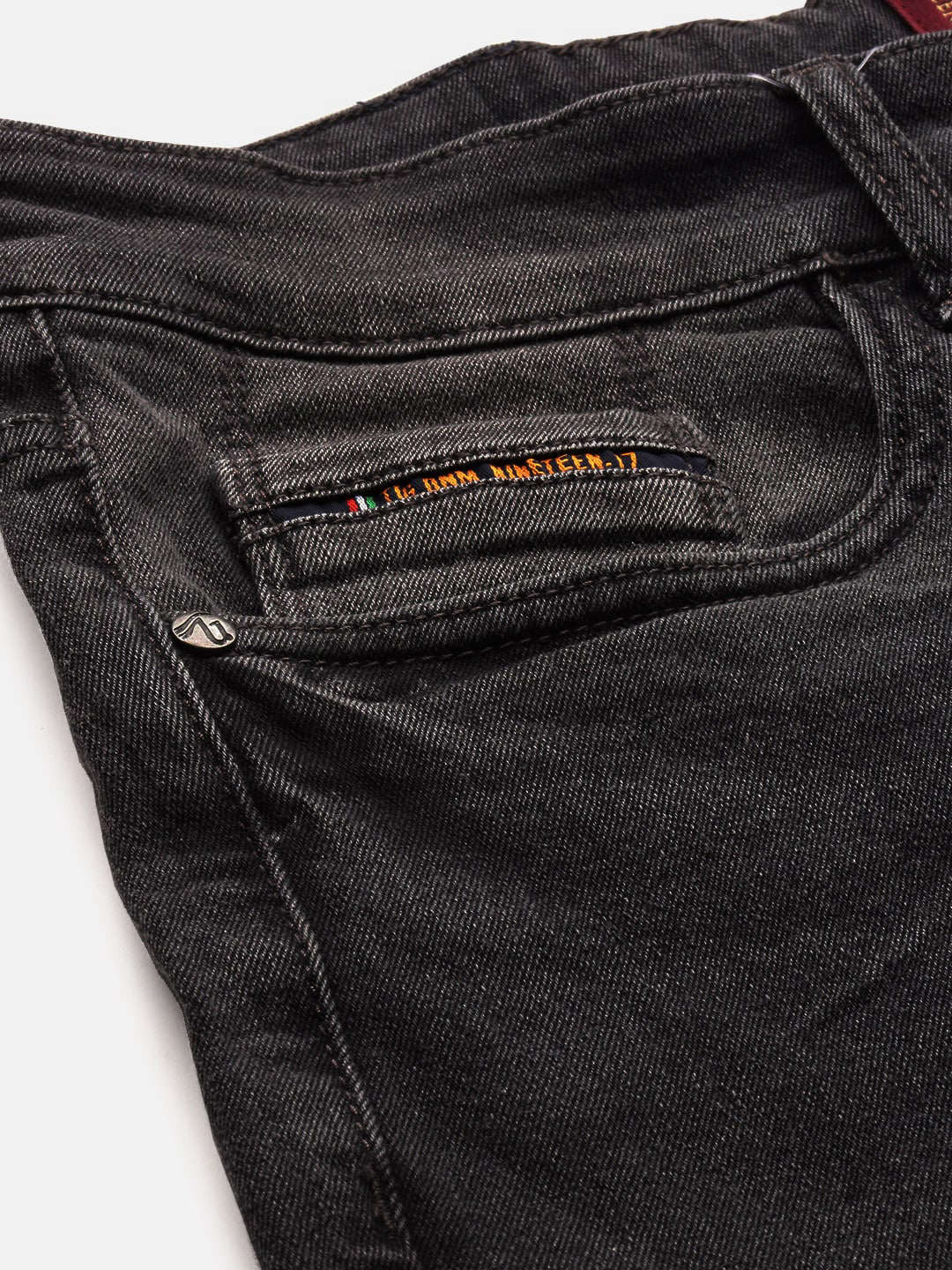 Men's Grey Slim Fit Solid Casual Jeans - Image 5