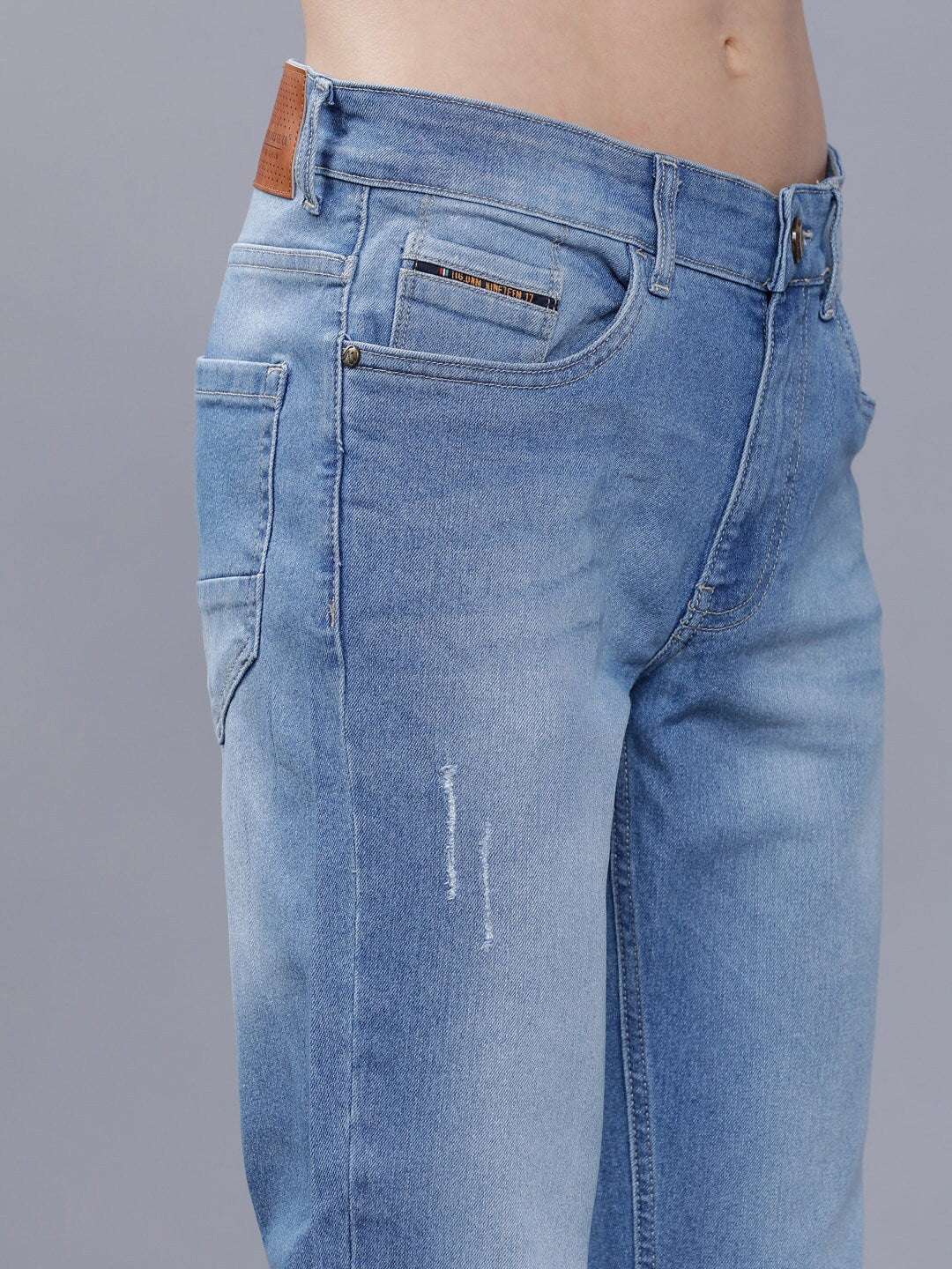 Men's Blue Slim Fit Solid Casual Jeans - Image 6