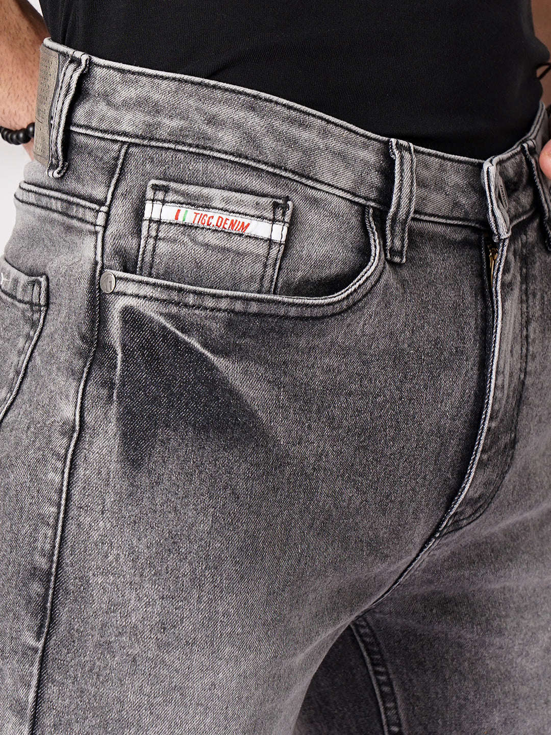 Men's Grey Slim Fit Solid Mid-Rise Jeans - Image 5