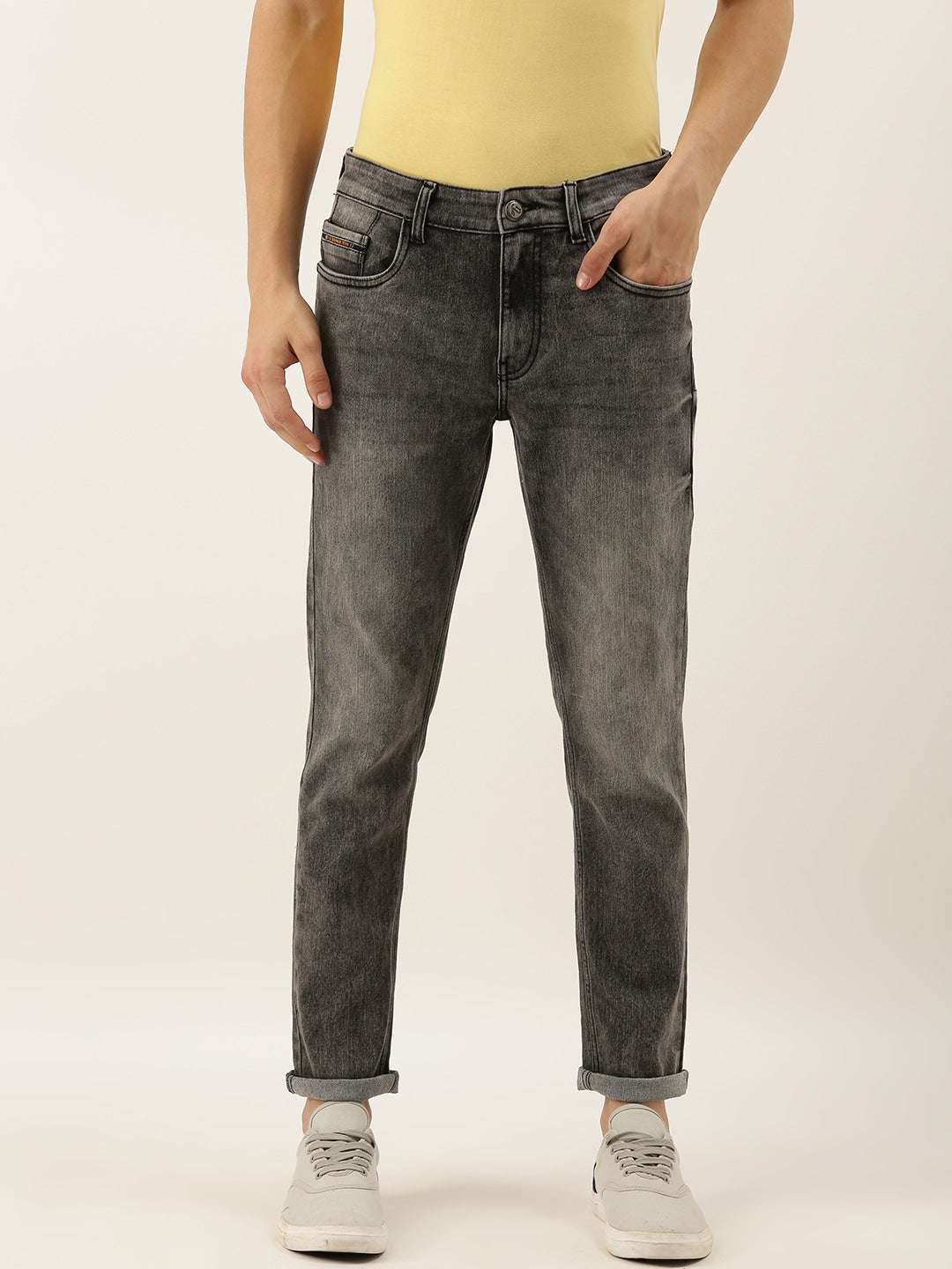 Men's Black Slim Fit Solid Casual Jeans