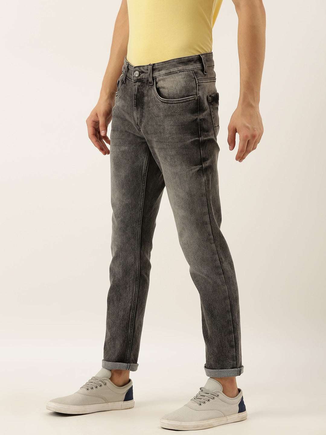 Men's Black Slim Fit Solid Casual Jeans - Image 2