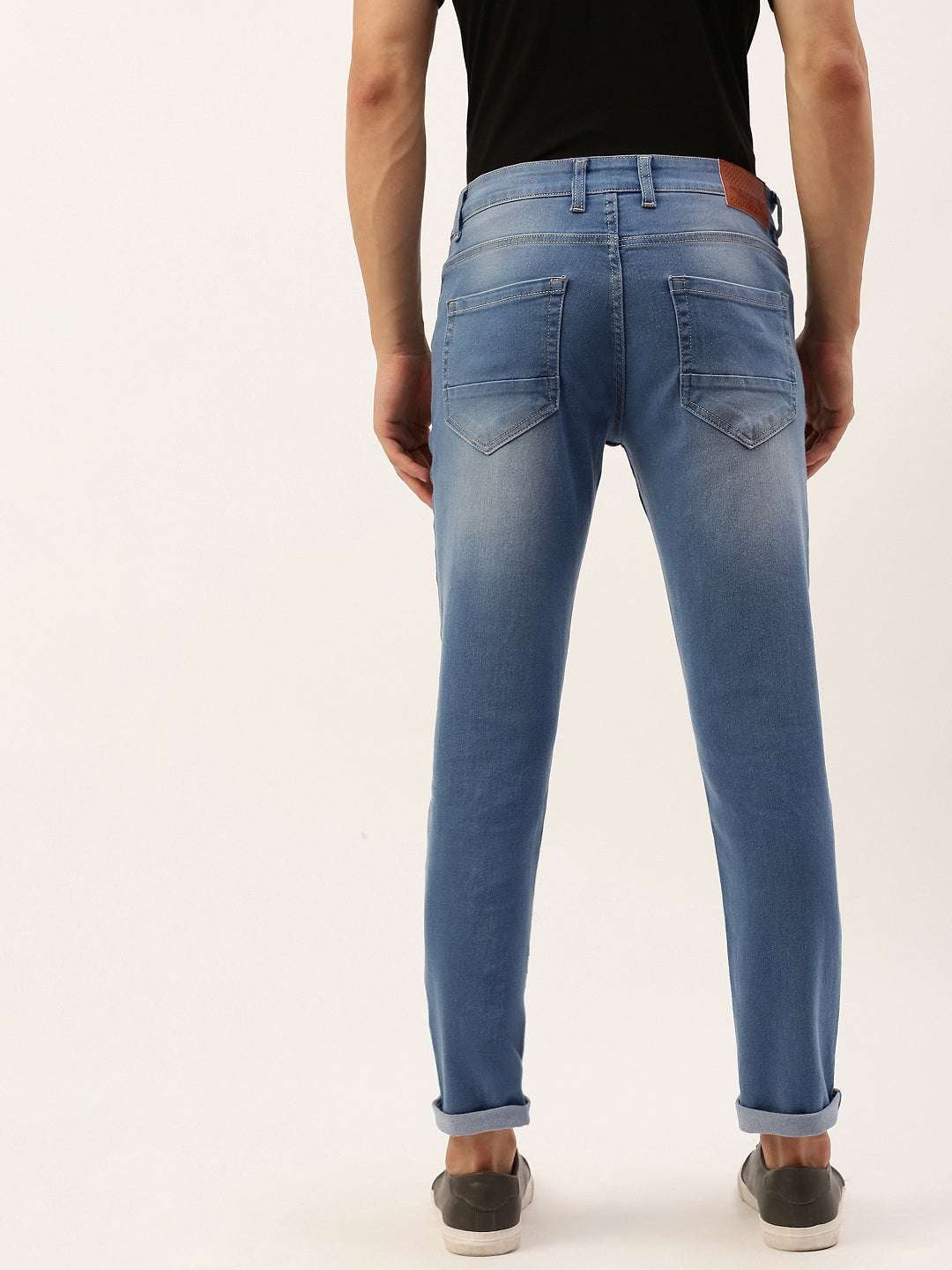 Men's Blue Slim Fit Solid Mid-Rise Jeans - Image 3