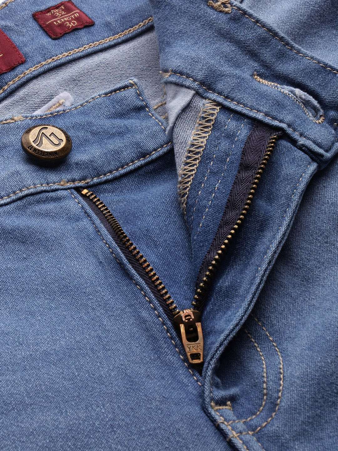 Men's Blue Slim Fit Solid Mid-Rise Jeans - Image 4