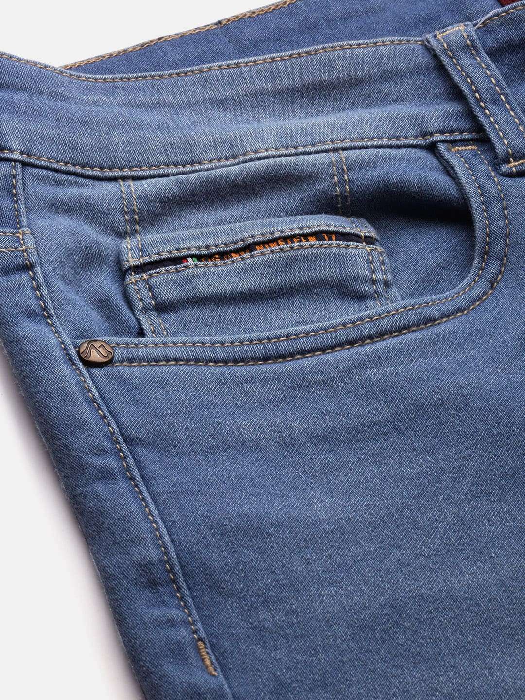 Men's Blue Slim Fit Solid Mid-Rise Jeans - Image 6