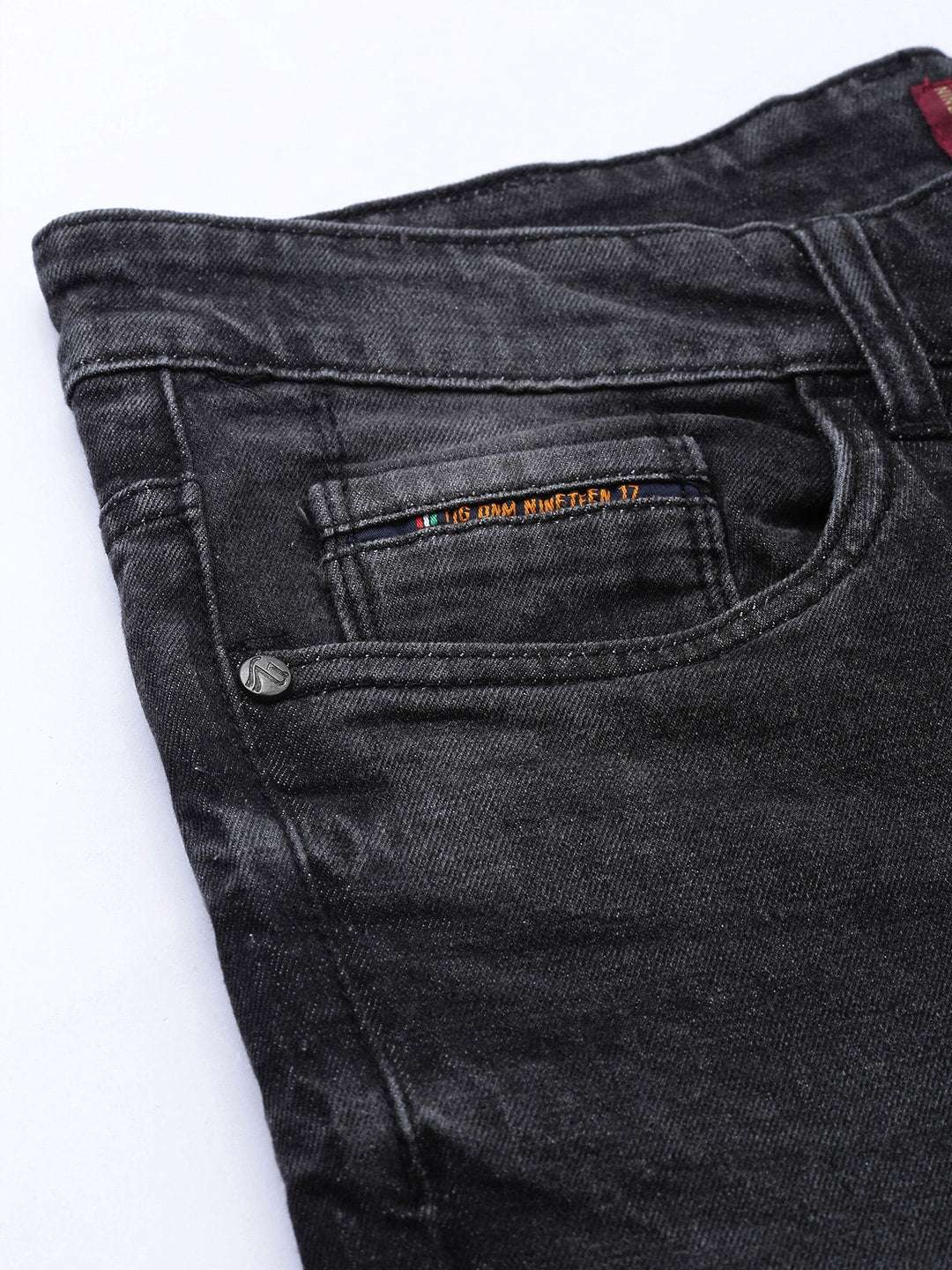 Men's Black Slim Fit Solid Mid-Rise Jeans - Image 6