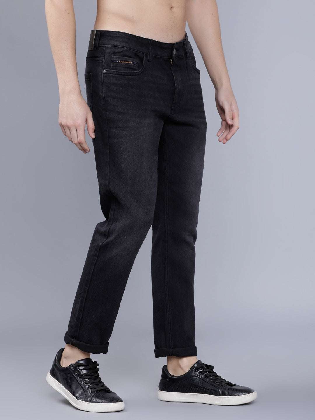 Men's Blue Slim Fit Solid Mid-Rise Jeans - Image 2