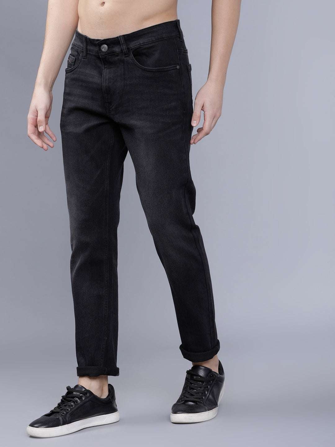Men's Blue Slim Fit Solid Mid-Rise Jeans - Image 3