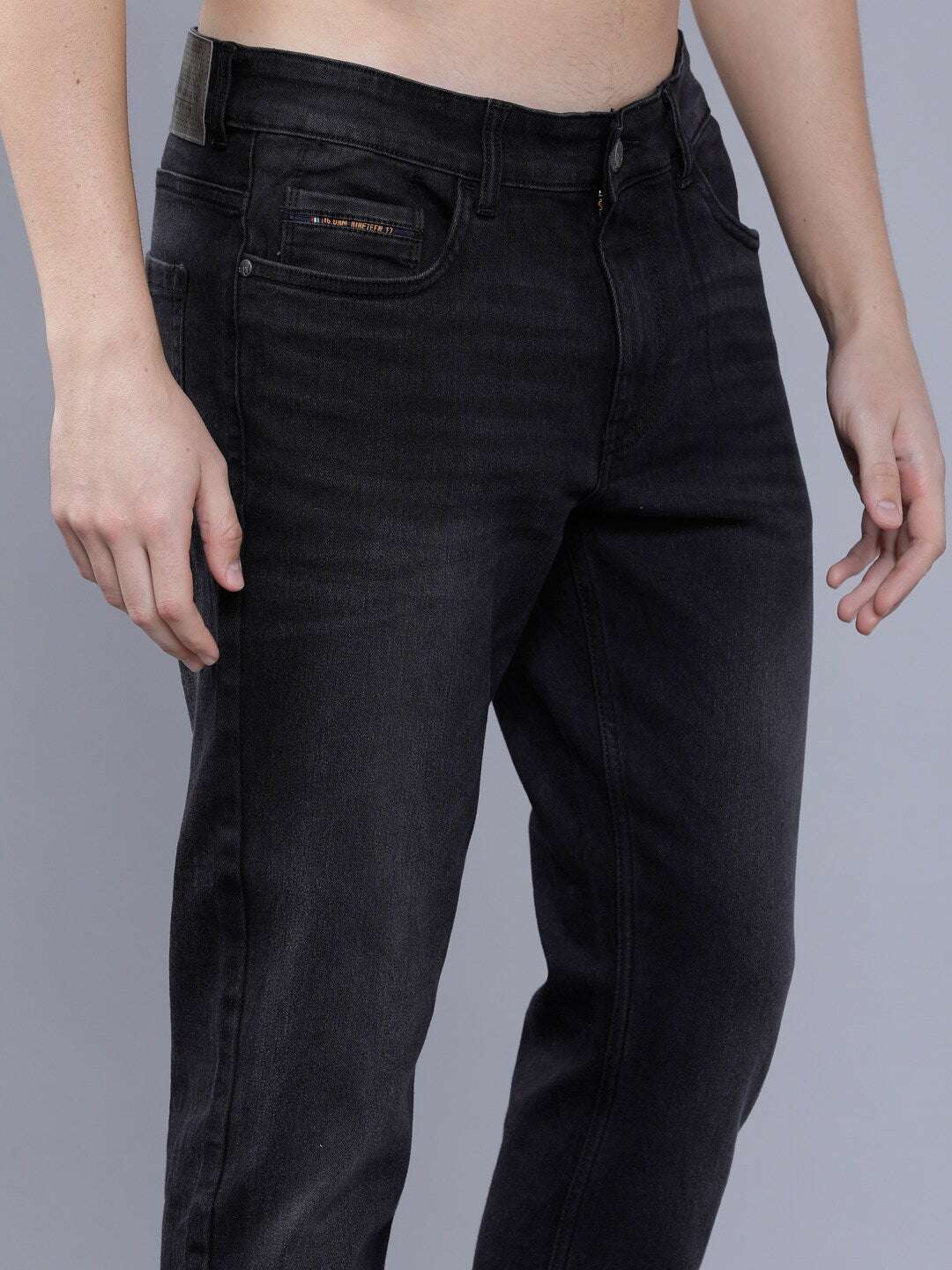 Men's Blue Slim Fit Solid Mid-Rise Jeans - Image 6