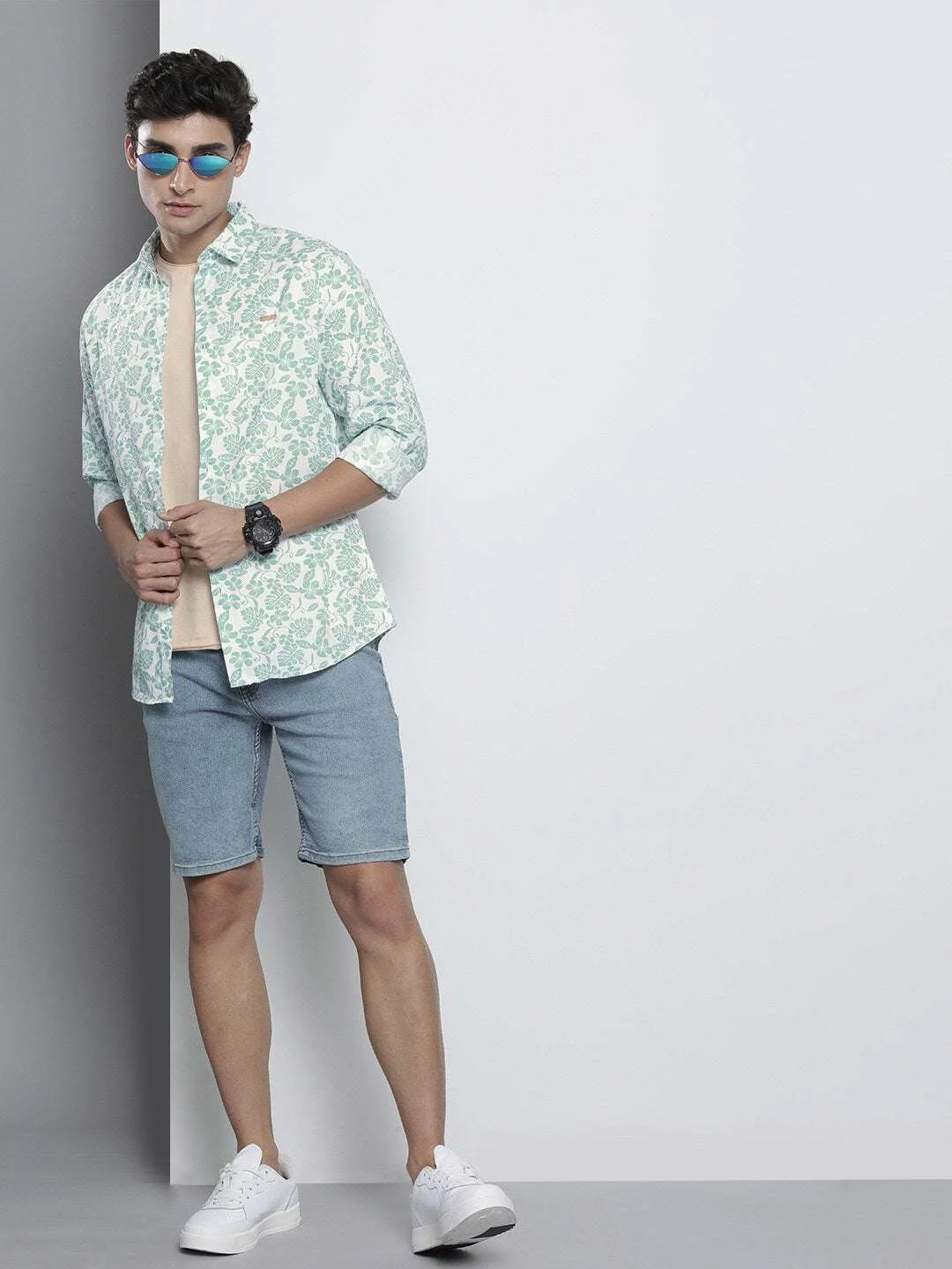 Men's White Slim Fit Graphic Printed Casual Shirt - Image 7