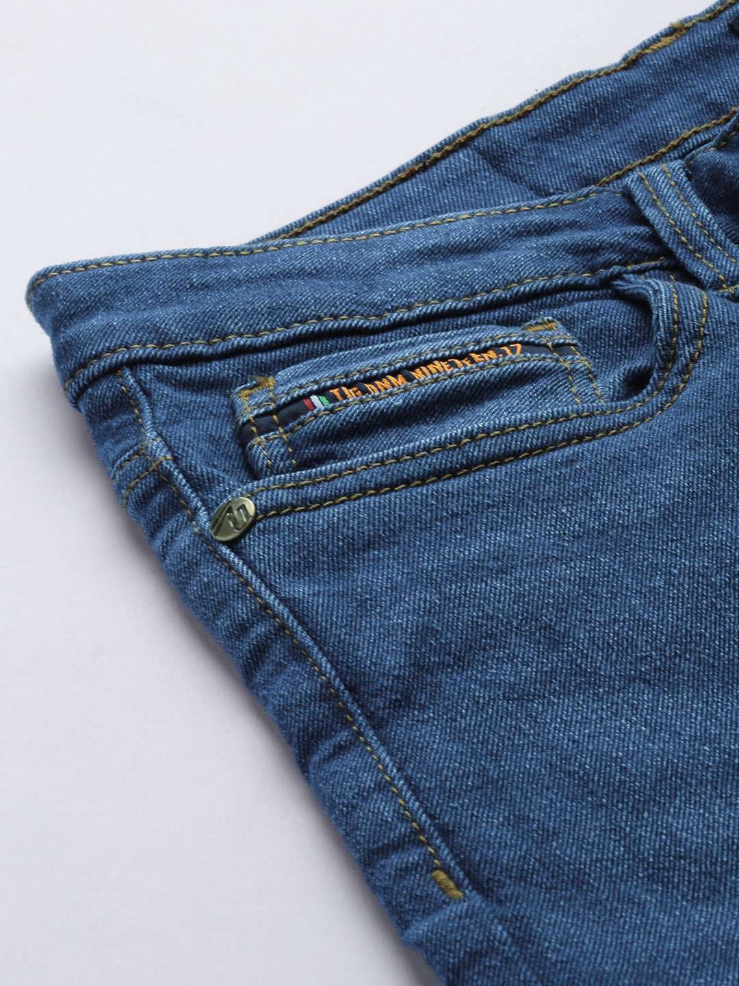 Men's Blue Bootcut Solid Mid-Rise Stretchable Jeans - Image 6