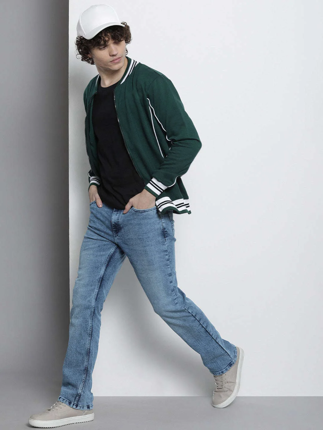 Men's Light Blue Bootcut Fit Solid Casual Jeans - Image 4
