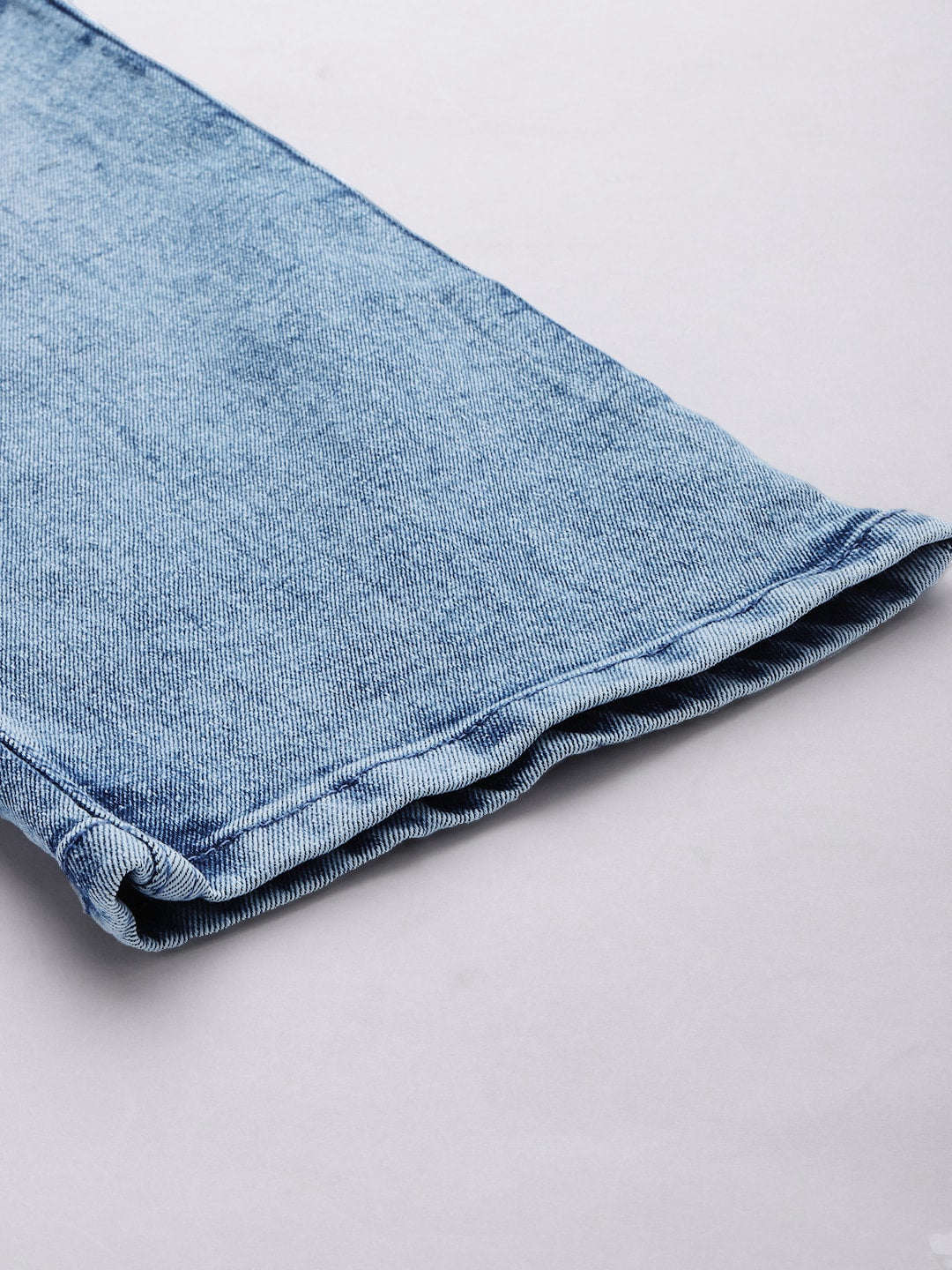 Men's Light Blue Bootcut Fit Solid Casual Jeans - Image 7