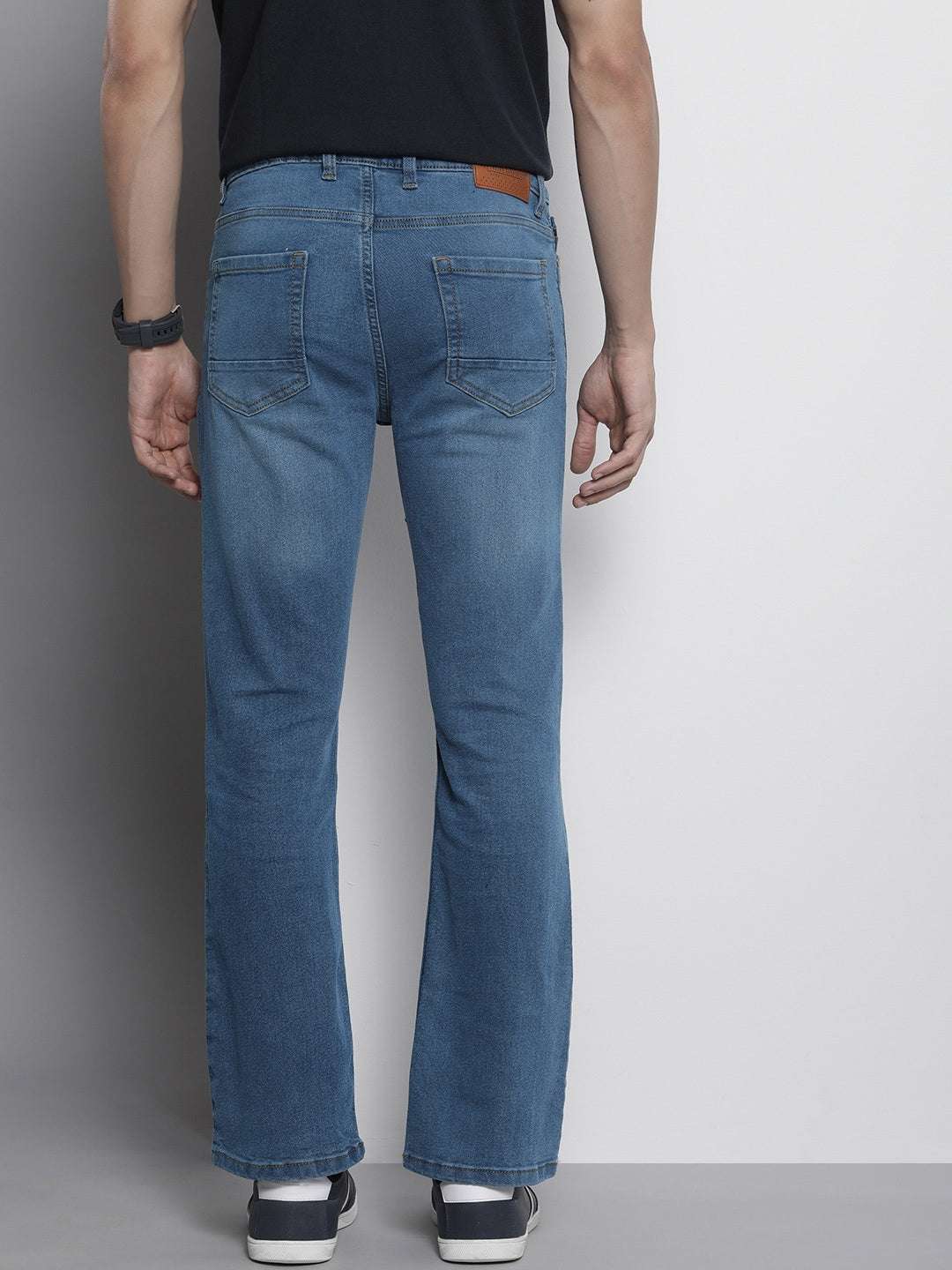 Men's Blue Bootcut Fit Solid Casual Jeans - Image 3