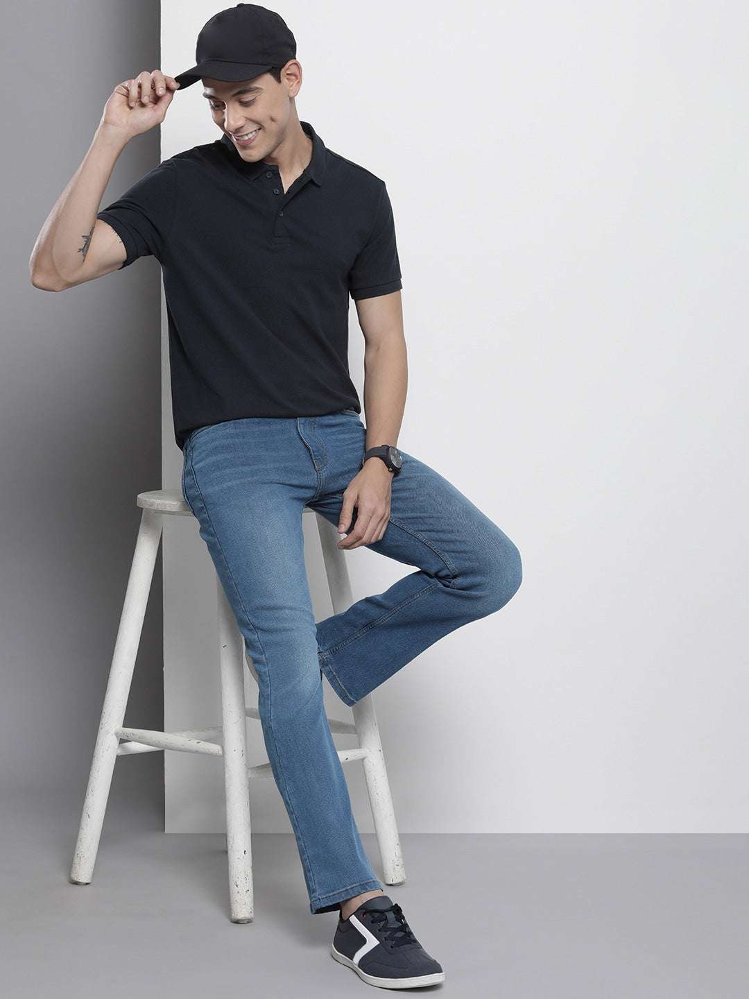 Men's Blue Bootcut Fit Solid Casual Jeans - Image 4