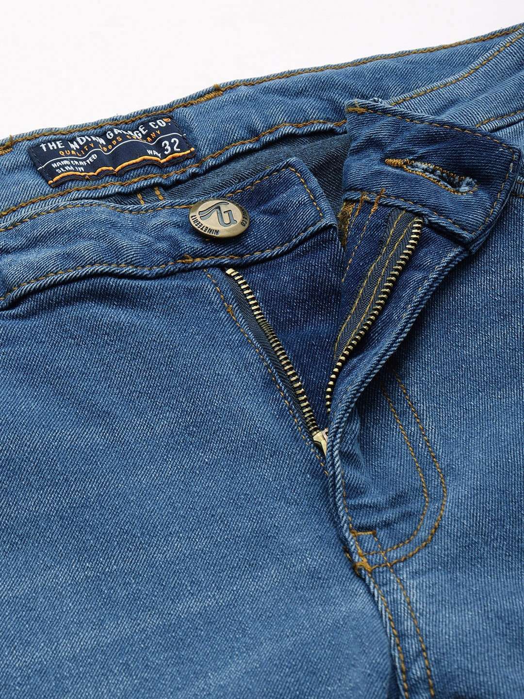 Men's Blue Bootcut Fit Solid Casual Jeans - Image 5