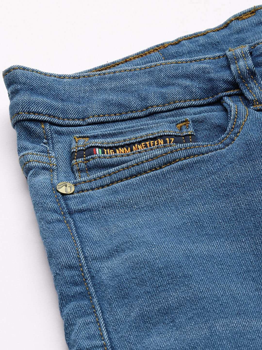 Men's Blue Bootcut Fit Solid Casual Jeans - Image 6