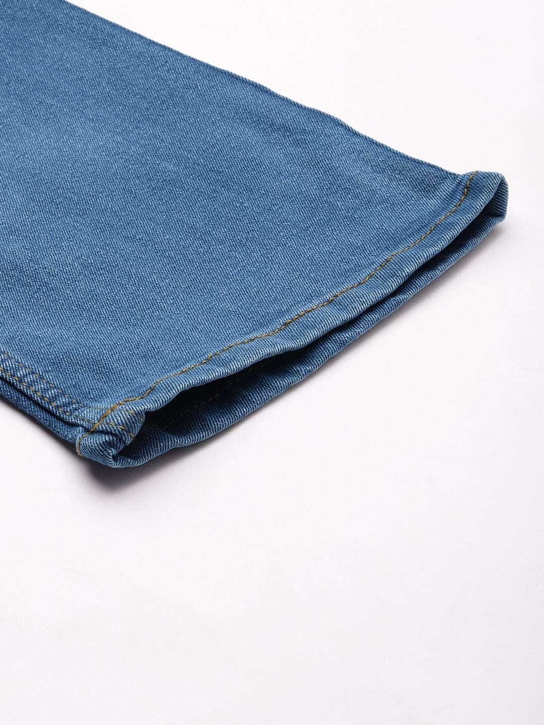 Men's Blue Bootcut Fit Solid Casual Jeans - Image 7