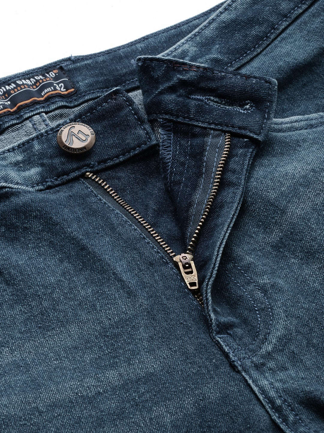 Men's Mid Blue Bootcut Fit Solid Street Wear Jeans - Image 5