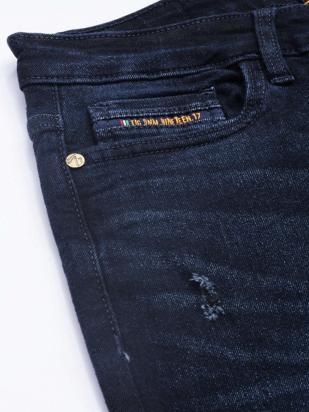 Men's Blue Bootcut Solid Mid-Rise Stretchable Jeans - Image 6