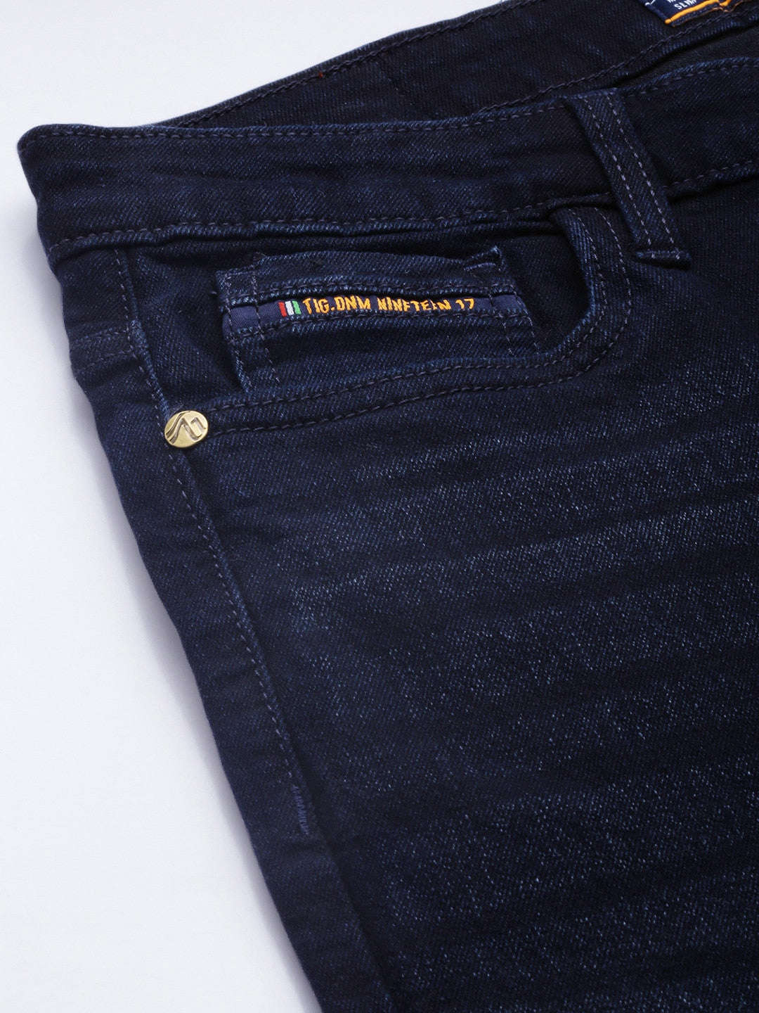 Men's Blue Bootcut Fit Solid Mid-Rise Stretchable Jeans - Image 6