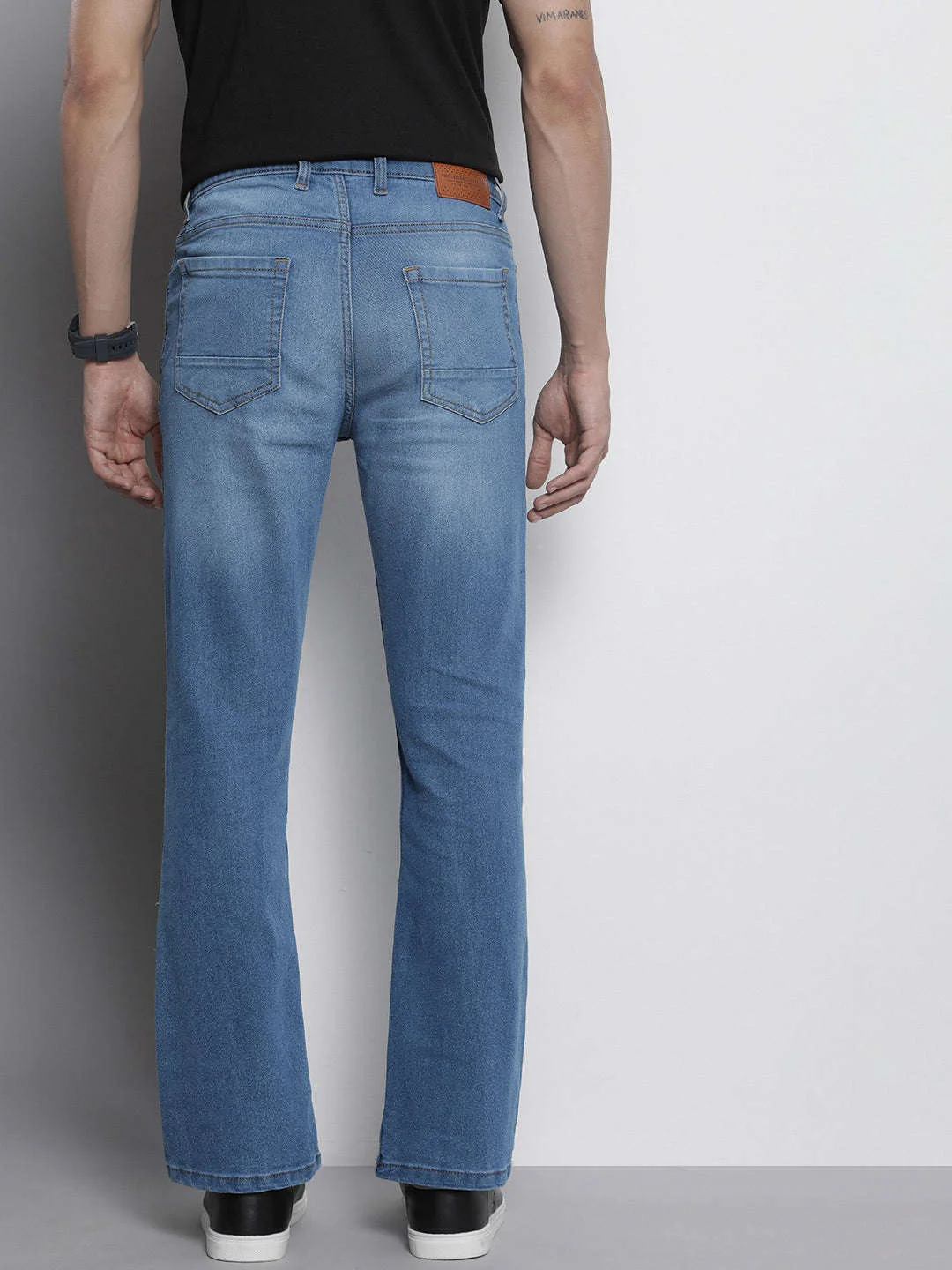 Men's Blue Bootcut Fit Solid Casual Jeans - Image 3
