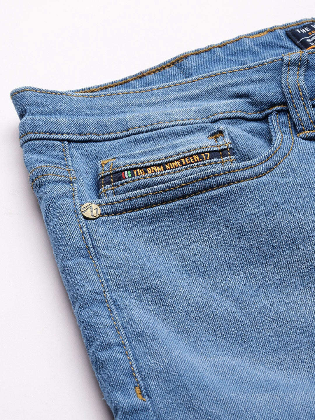 Men's Blue Bootcut Fit Solid Casual Jeans - Image 6