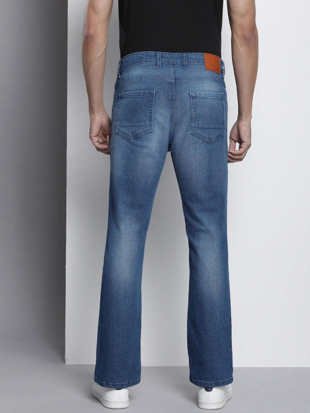 Men's Blue Bootcut Solid Mid-Rise Stretchable Jeans - Image 3