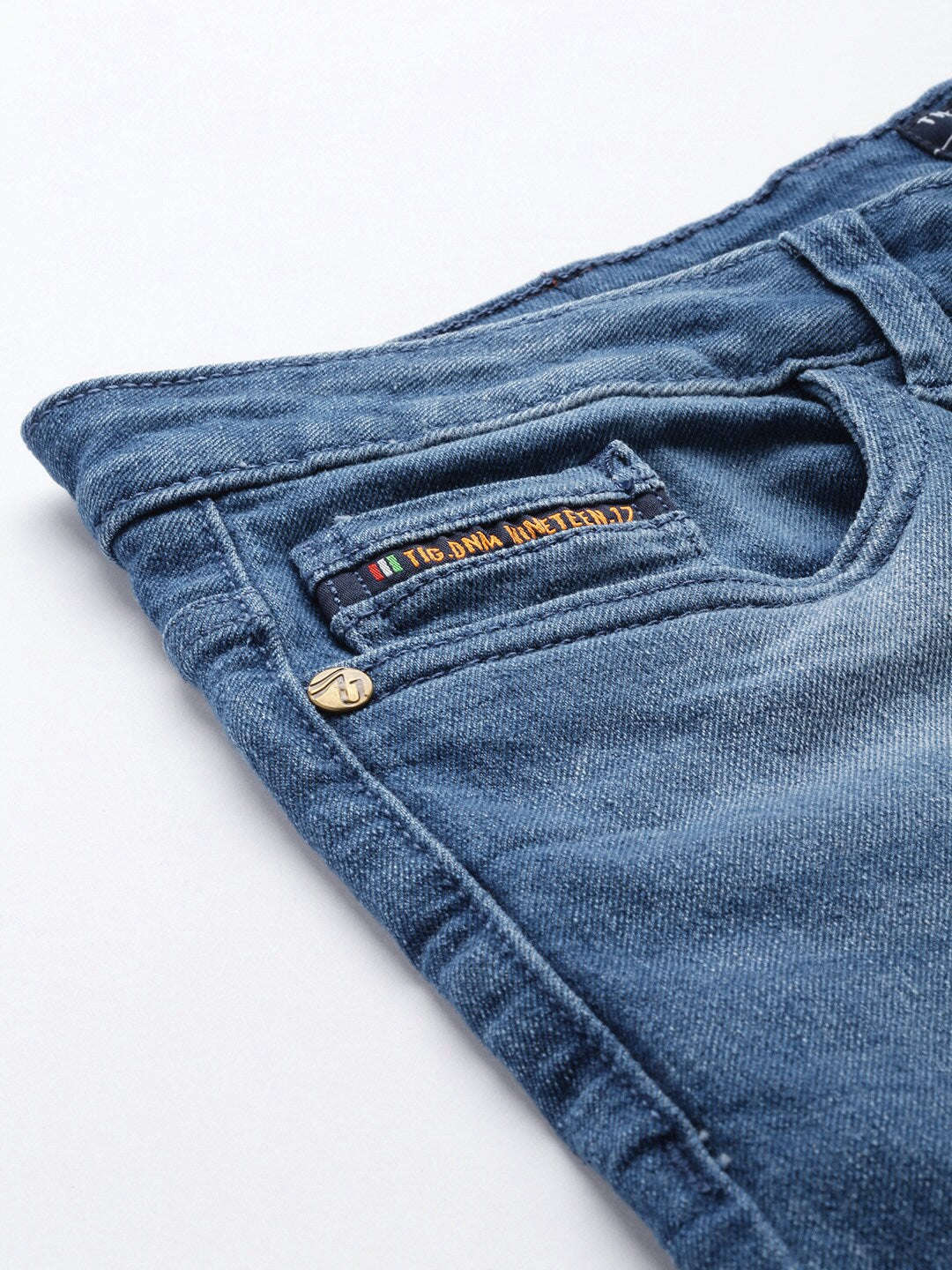 Men's Blue Bootcut Solid Mid-Rise Stretchable Jeans - Image 6