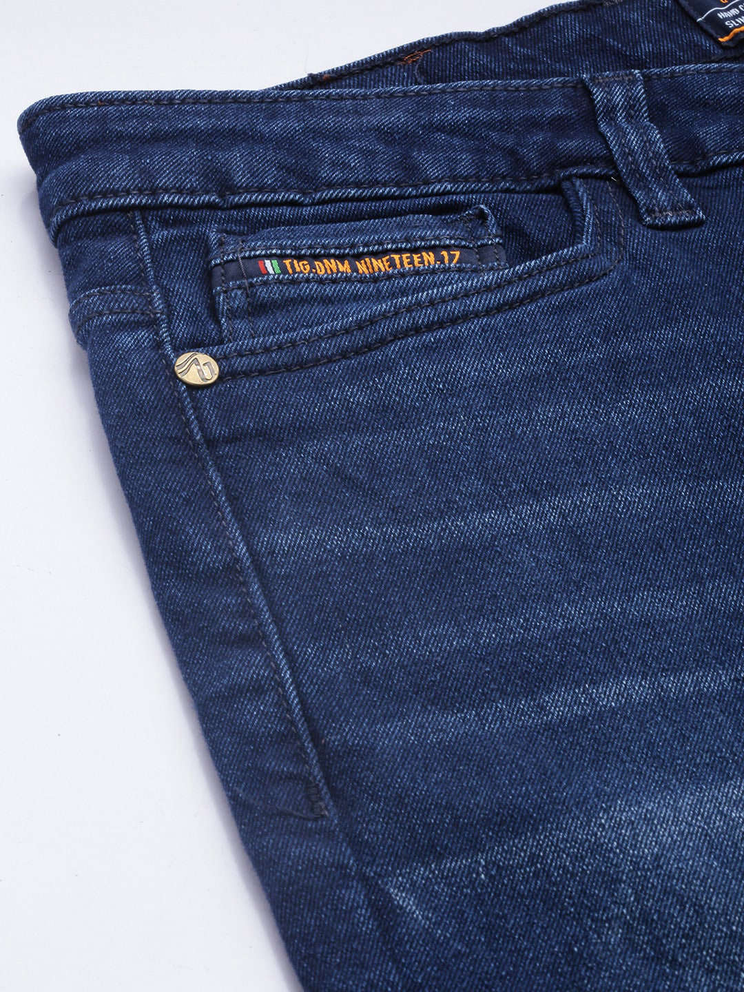 Men's Blue Bootcut Solid Mid-Rise Stretchable Jeans - Image 6