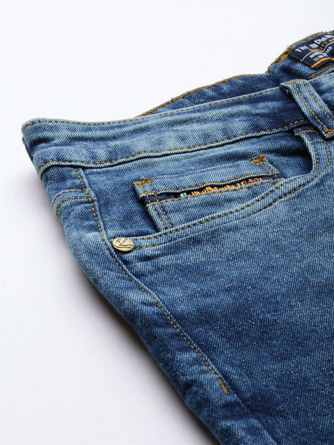 Men's Blue Carrot Fit Solid Mid-Rise Stretchable Jeans - Image 6