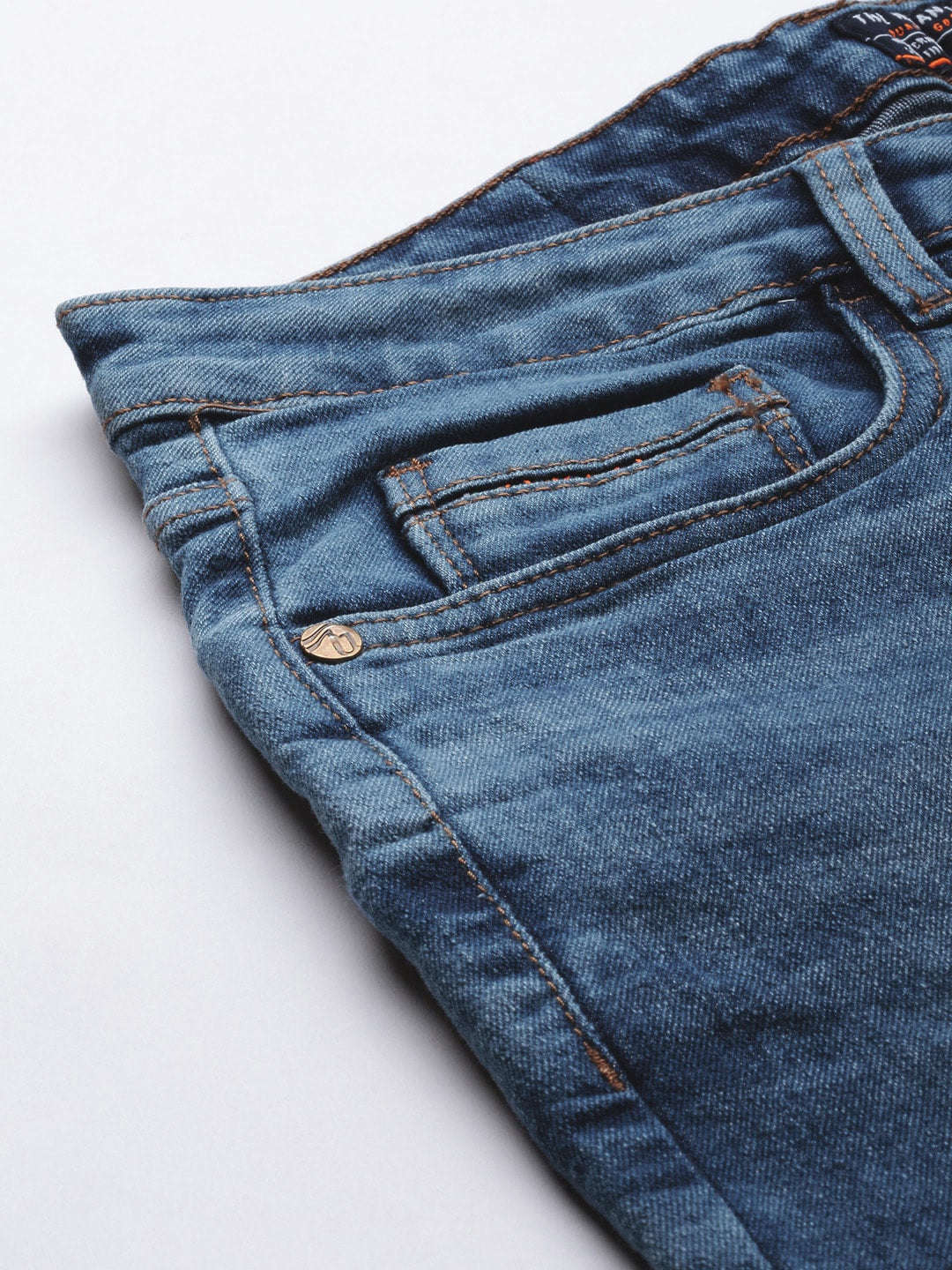 Men's Blue Carrot Fit Solid Mid-Rise Stretchable Jeans - Image 6