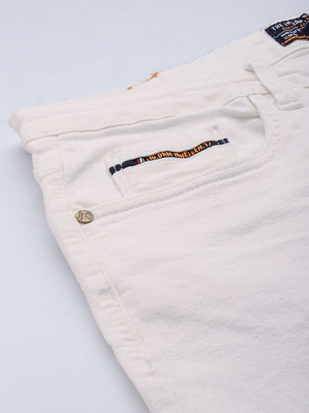 Men's White Carrot Fit Solid Mid-Rise Stretchable Jeans - Image 6