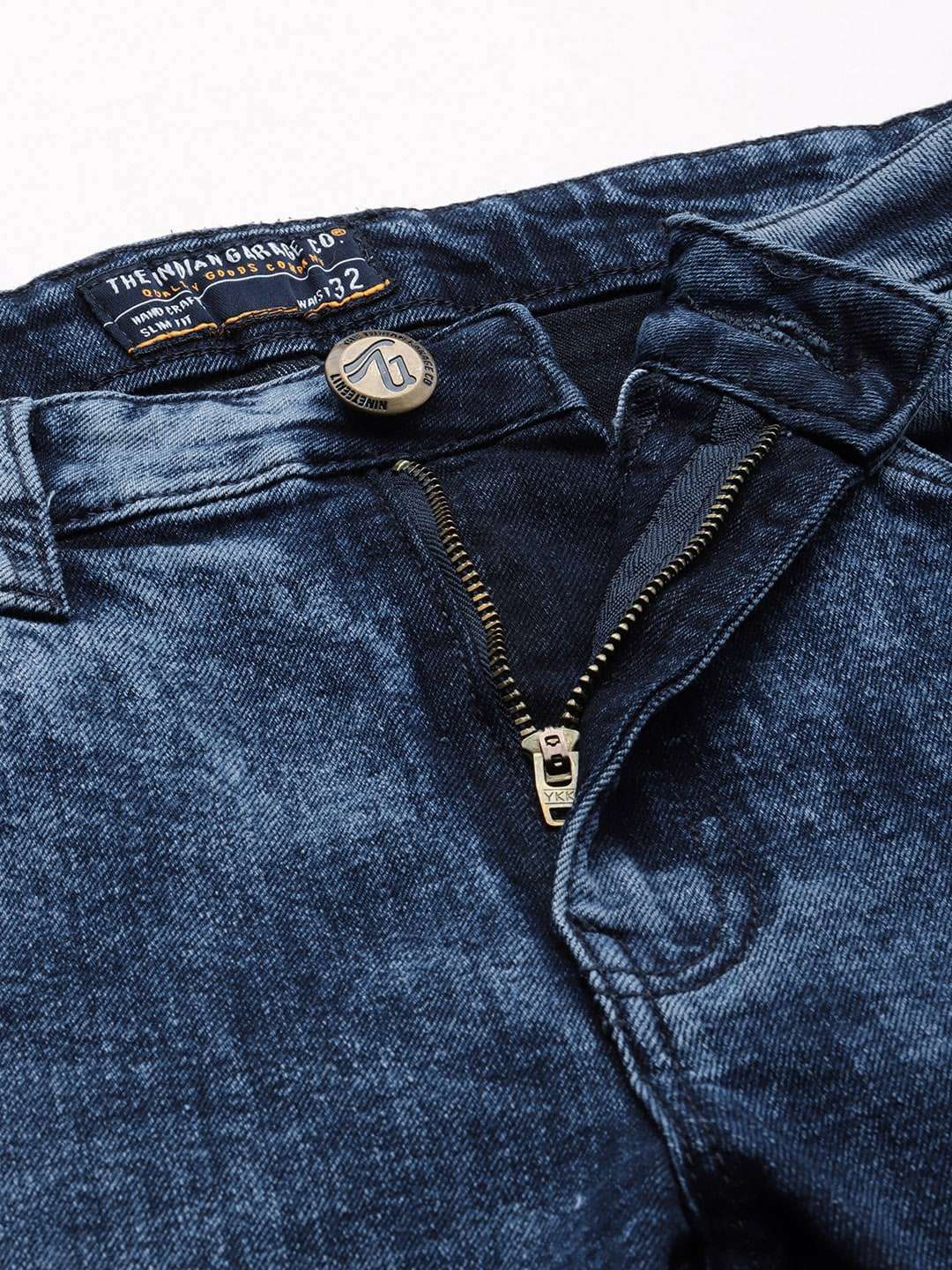 Men's Blue Skinny Fit Solid Mid-Rise Stretchable Jeans - Image 4