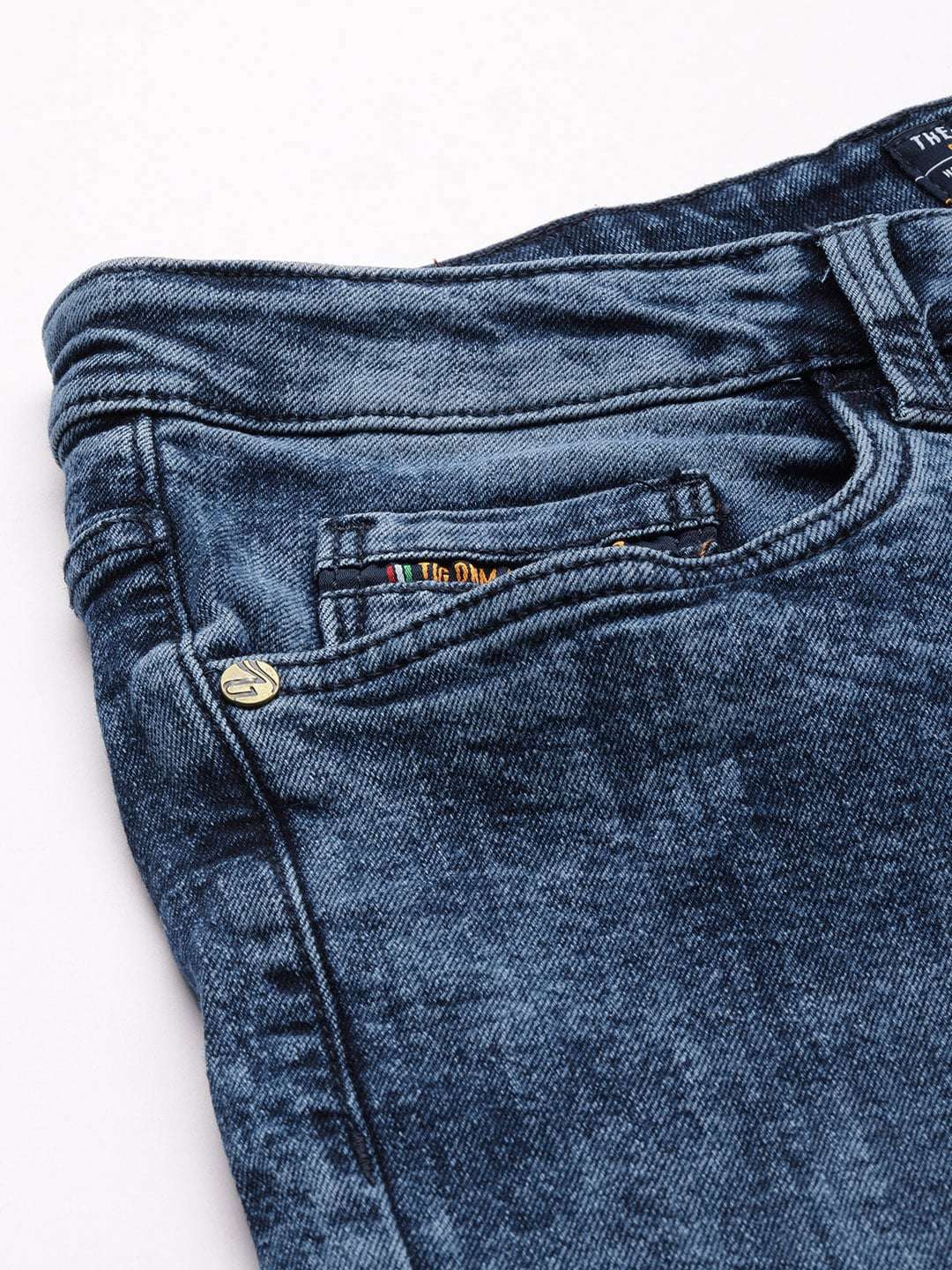 Men's Blue Skinny Fit Solid Mid-Rise Stretchable Jeans - Image 6