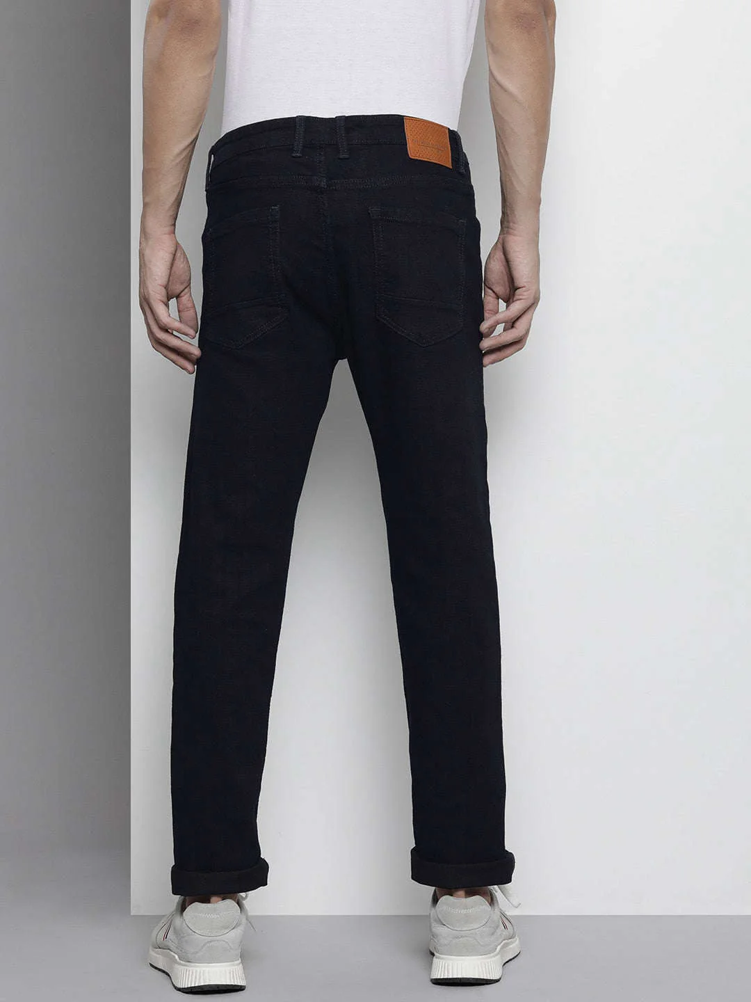 Men's Blue Skinny Fit Solid Mid-Rise Stretchable Jeans - Image 3