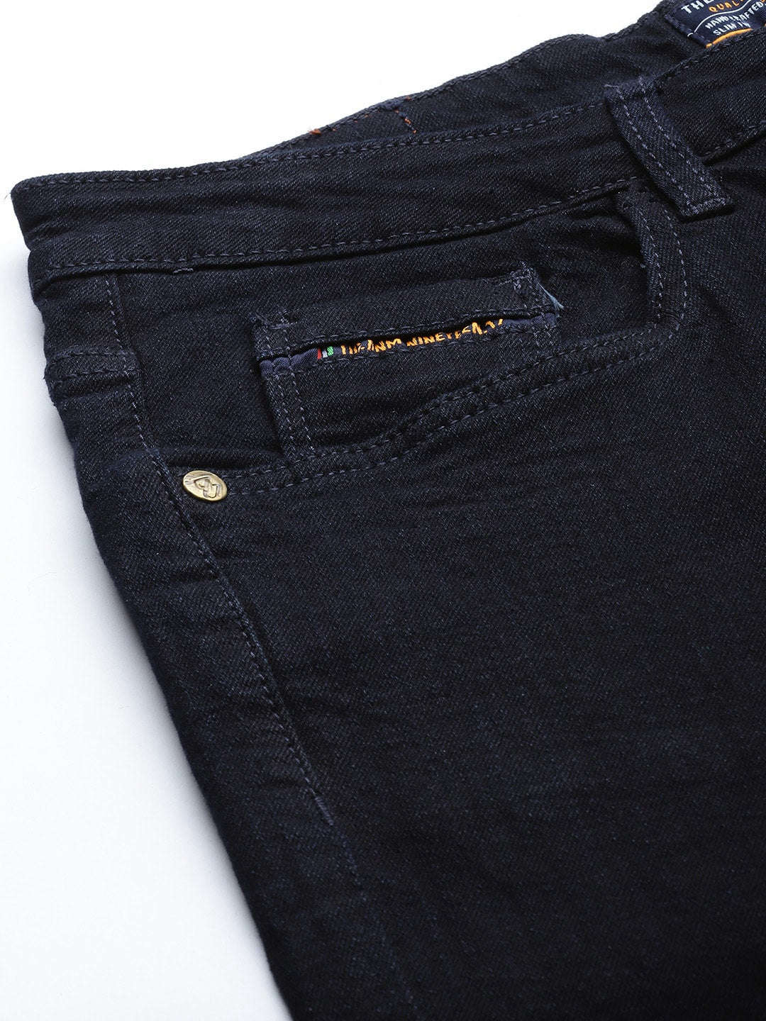 Men's Blue Skinny Fit Solid Mid-Rise Stretchable Jeans - Image 6