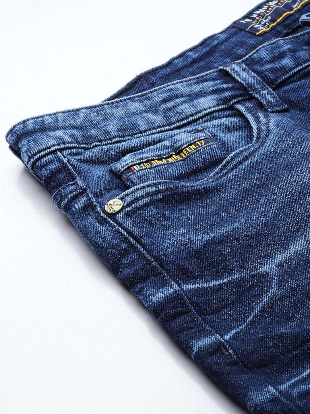 Men's Blue Slim Fit Solid Mid-Rise Stretchable Jeans - Image 6