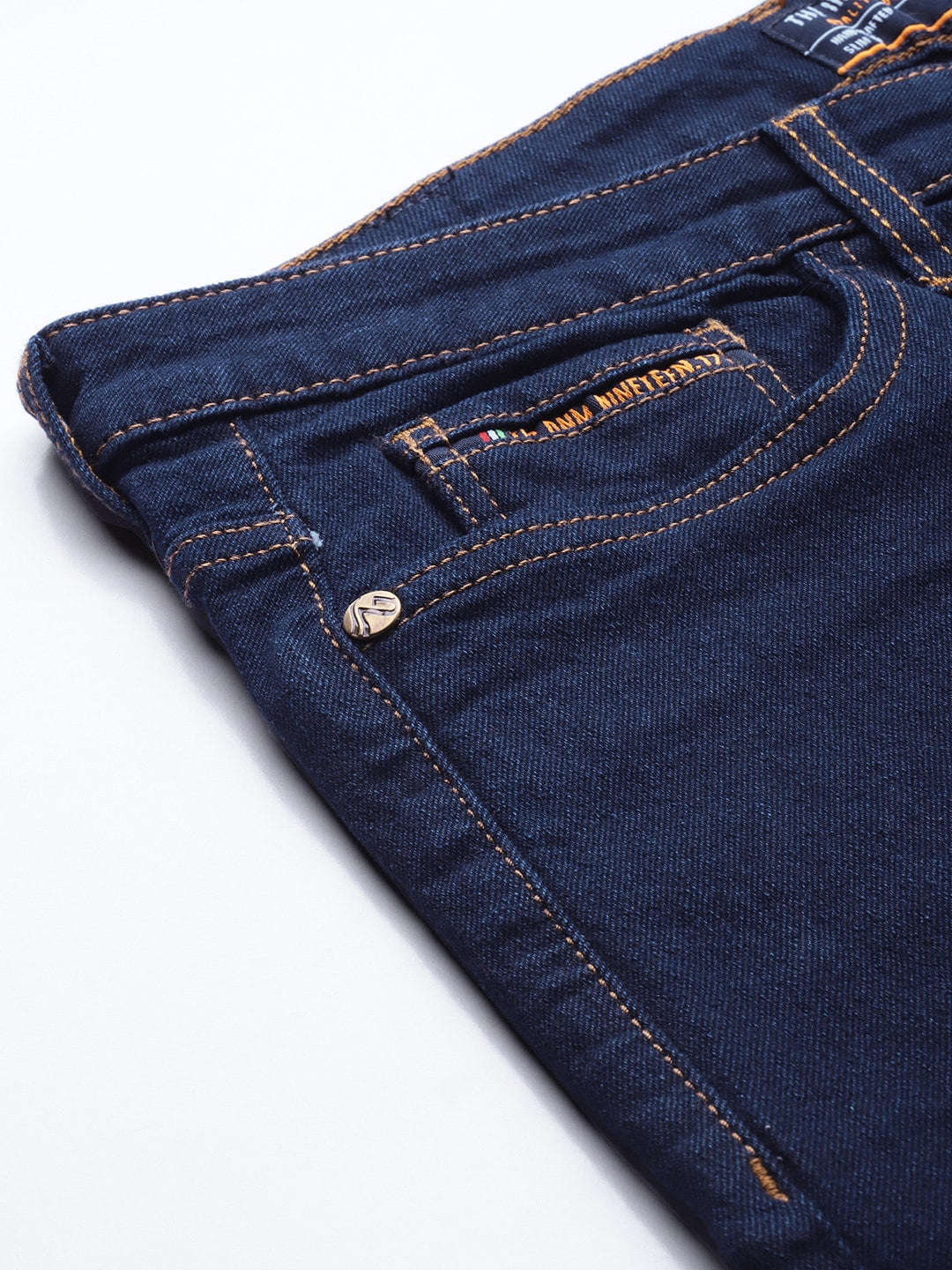 Men's Dark Blue Slim Fit Solid Casual Jeans - Image 6