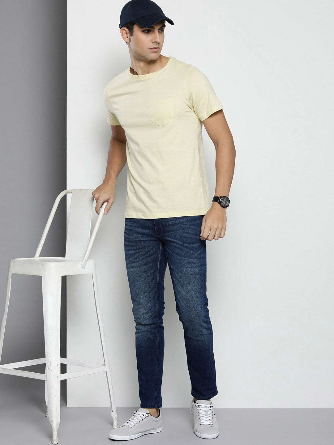 Men's Blue Slim Fit Solid Mid-Rise Stretchable Jeans - Image 4