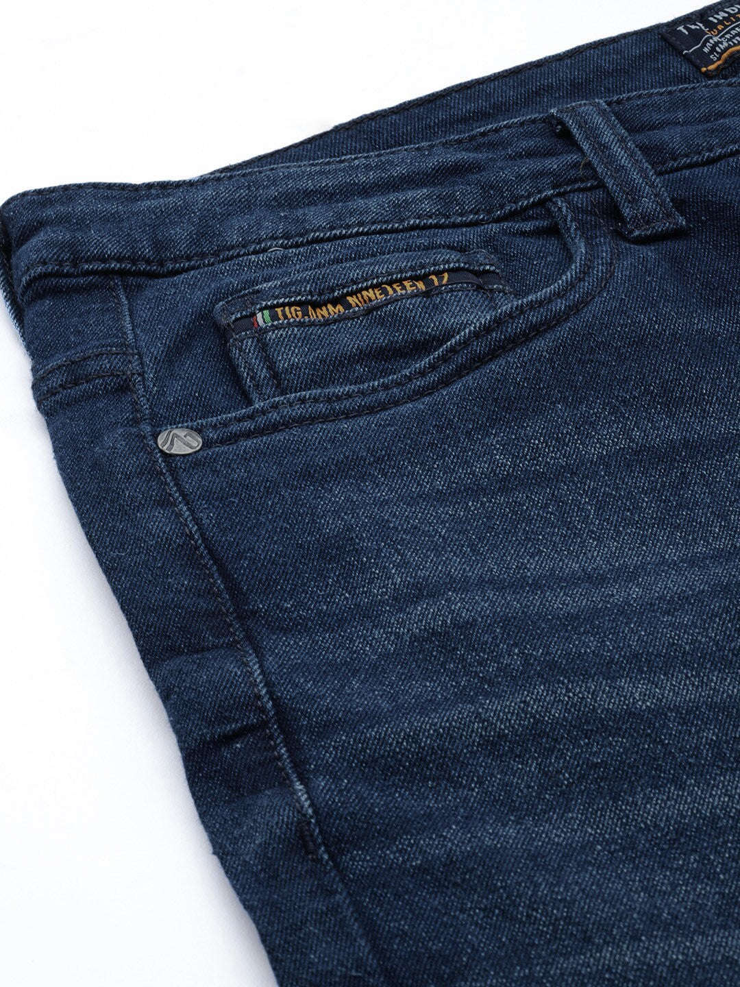 Men's Blue Slim Fit Solid Mid-Rise Stretchable Jeans - Image 6