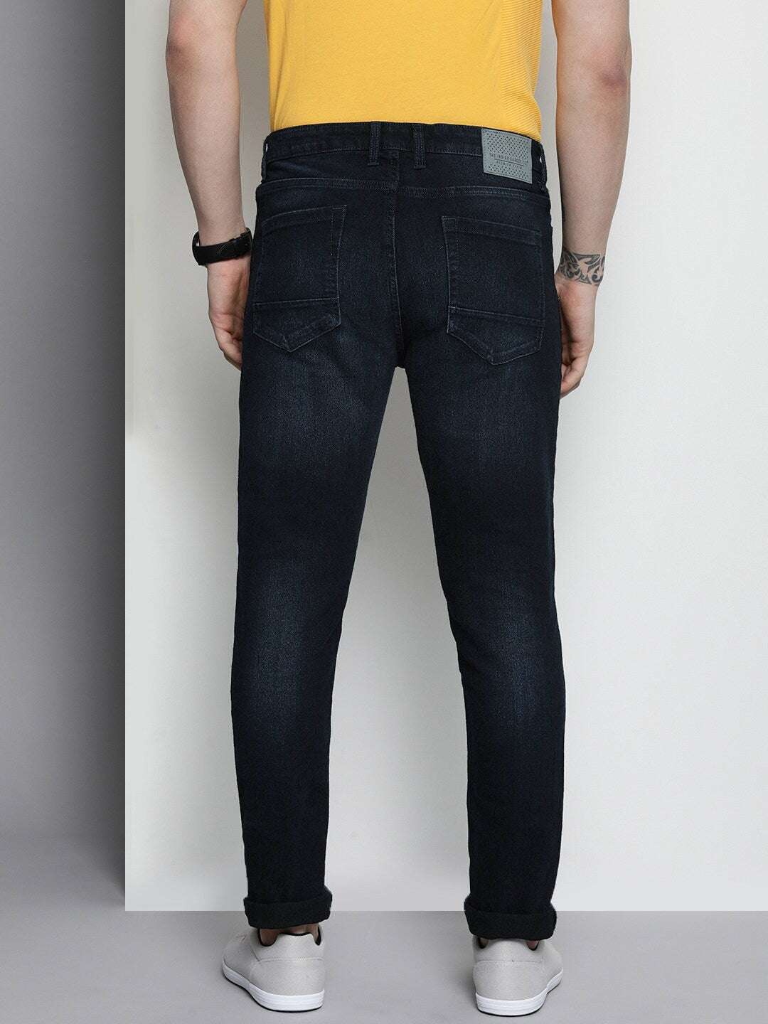 Men's Blue Slim Fit Solid Mid-Rise Stretchable Jeans - Image 3