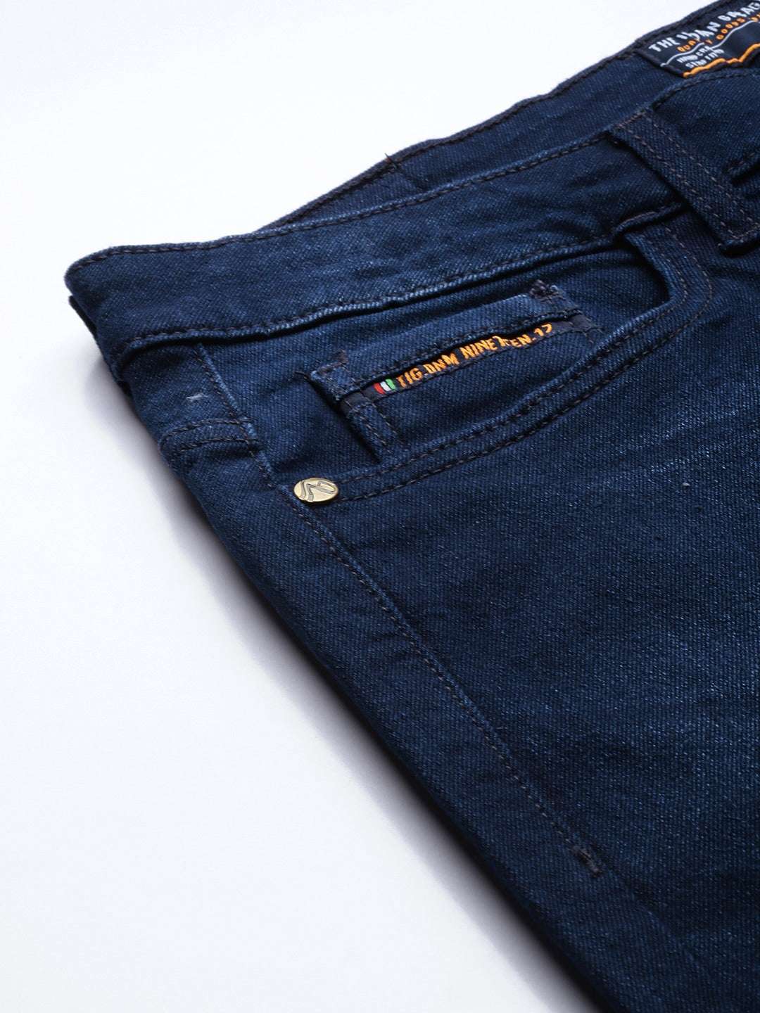 Men's Blue Slim Fit Solid Mid-Rise Stretchable Jeans - Image 6