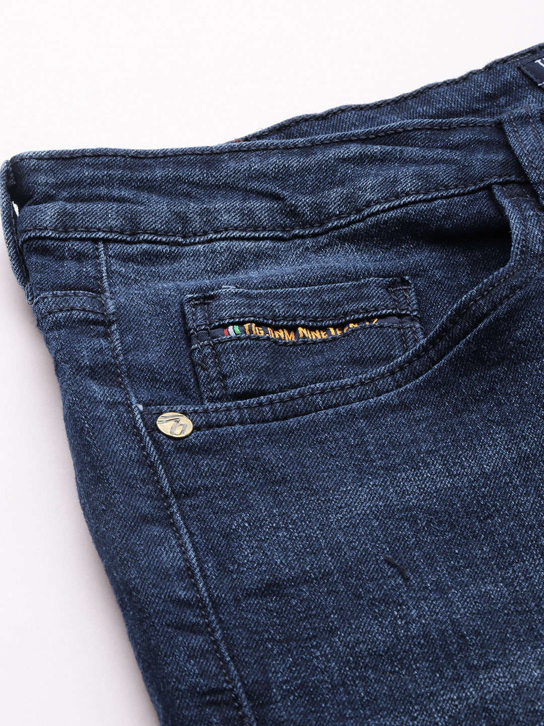 Men's Dark Blue Skinny Fit Solid Casual Jeans - Image 6