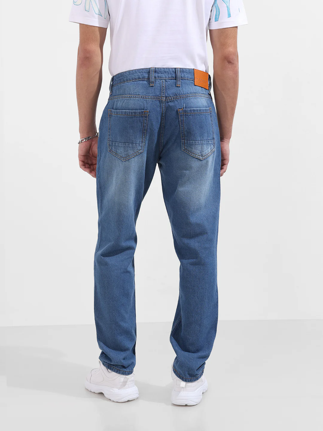 Men's Blue Dad Fit Solid Street Wear Jeans - Image 5