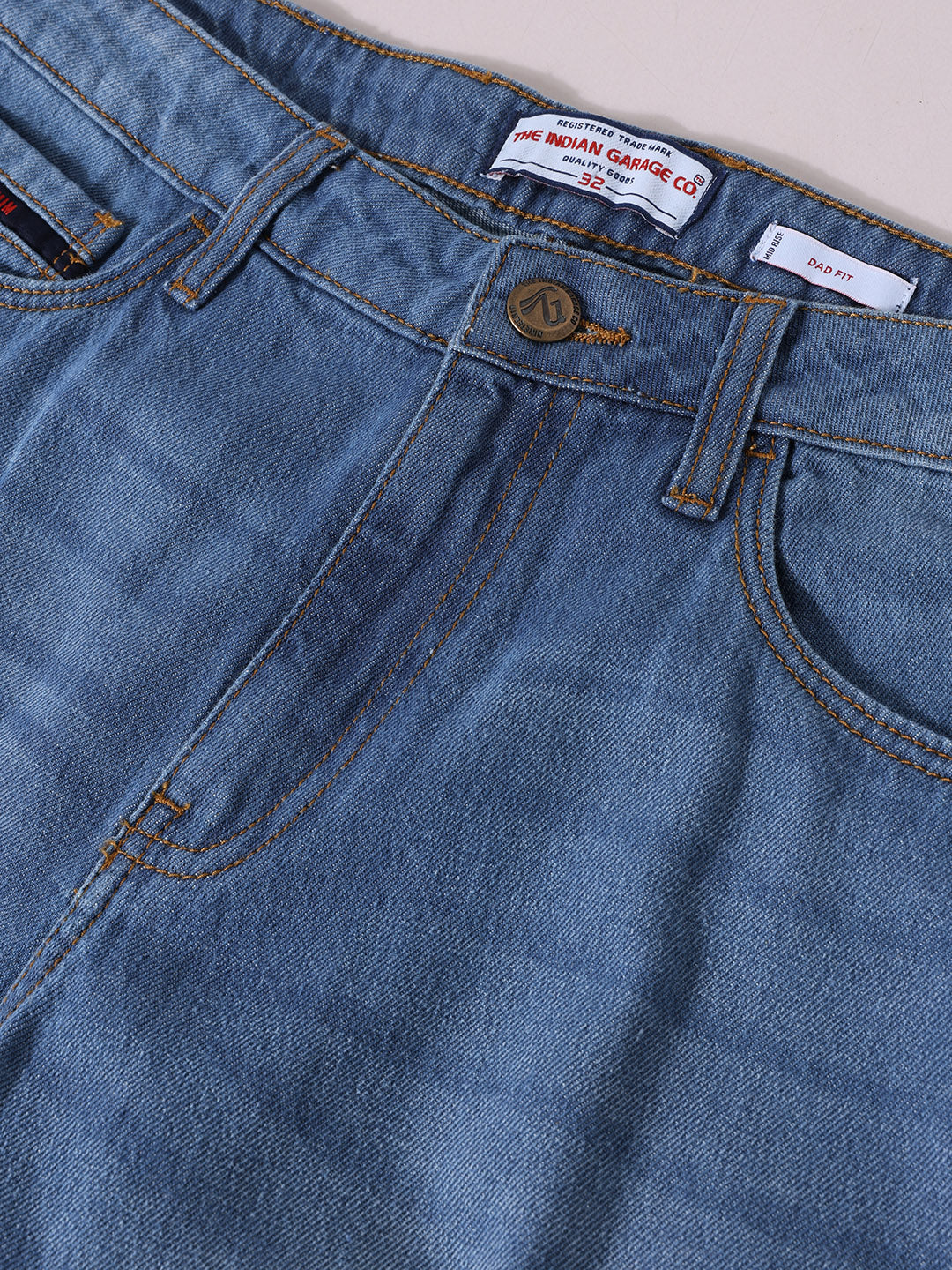 Men's Blue Dad Fit Solid Street Wear Jeans - Image 6