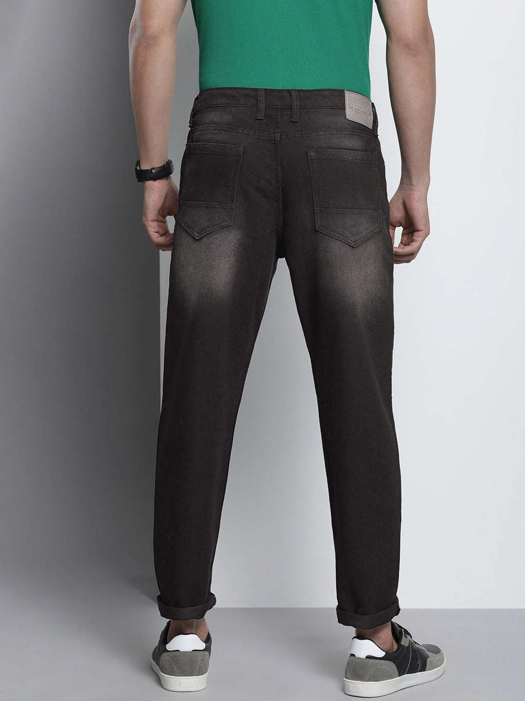 Men's Charcoal Grey Dad Fit Solid Casual Jeans - Image 3