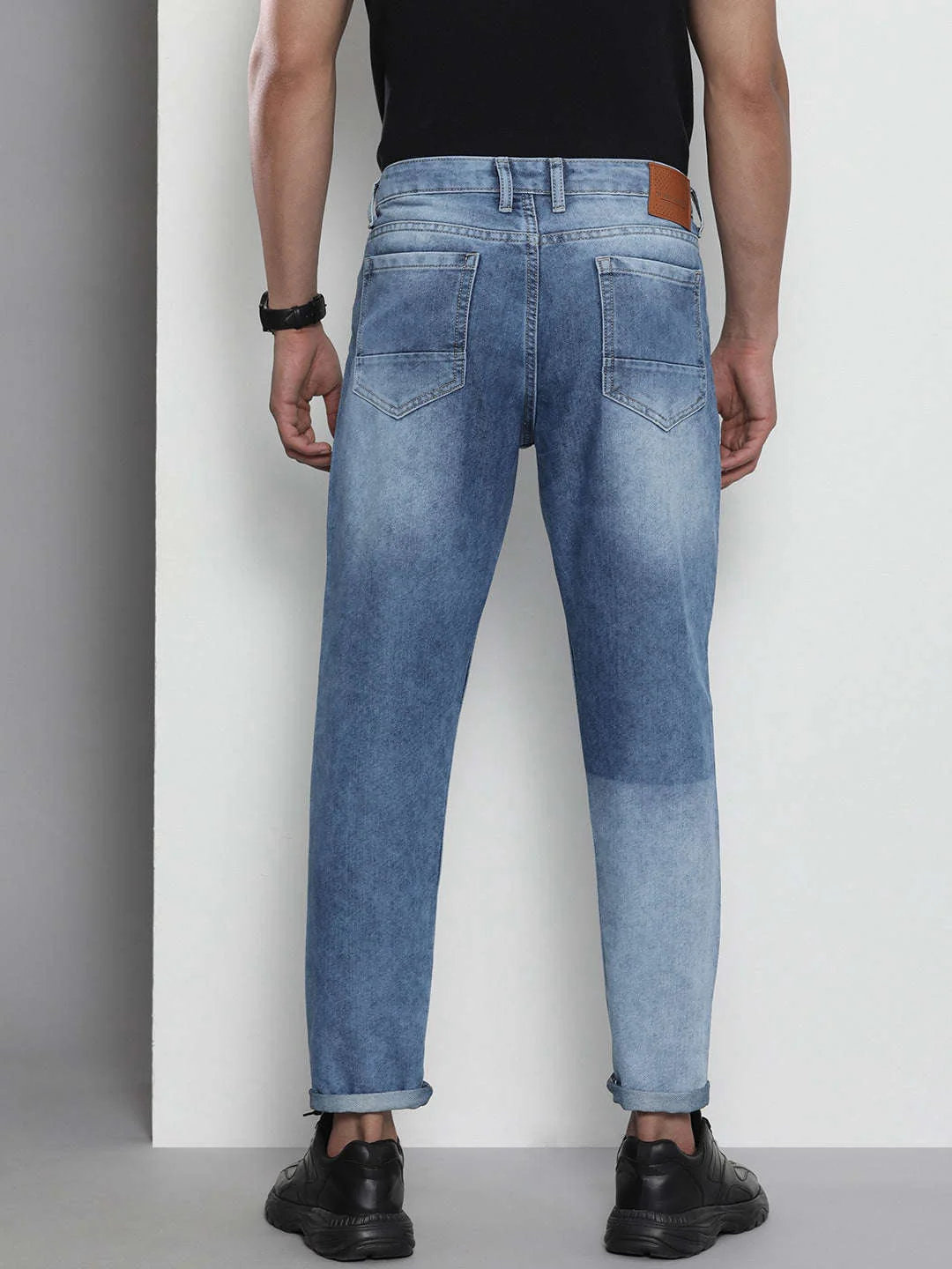 Men's Blue Dad Fit Solid Street Wear Jeans - Image 3