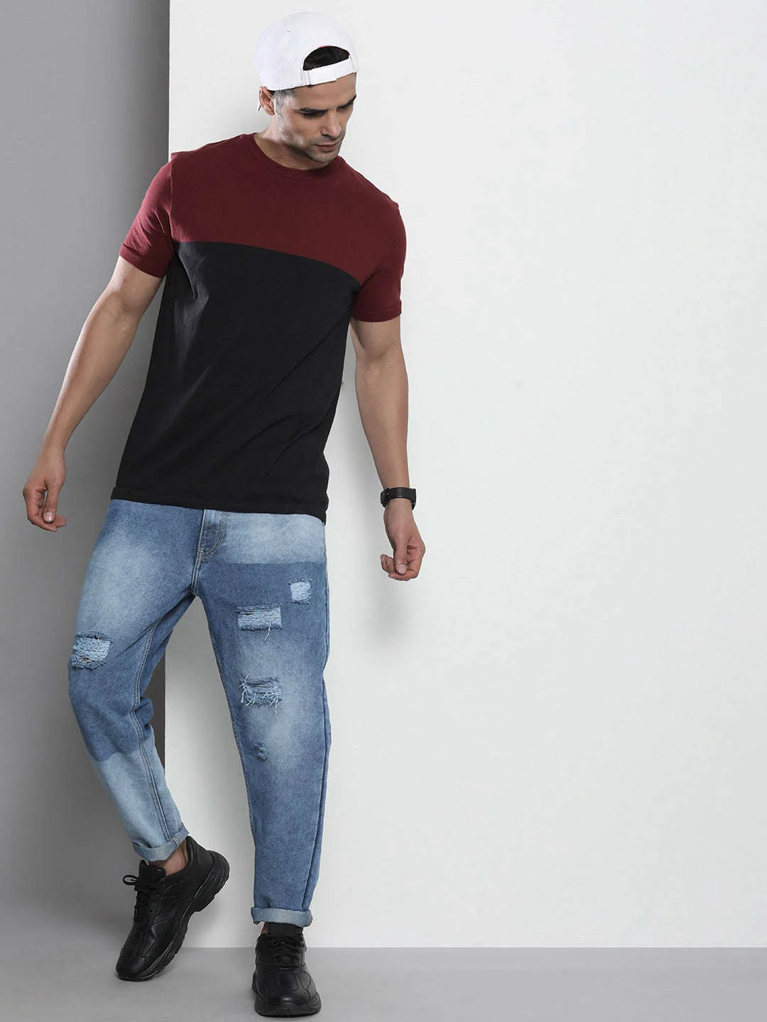 Men's Blue Dad Fit Solid Street Wear Jeans - Image 5