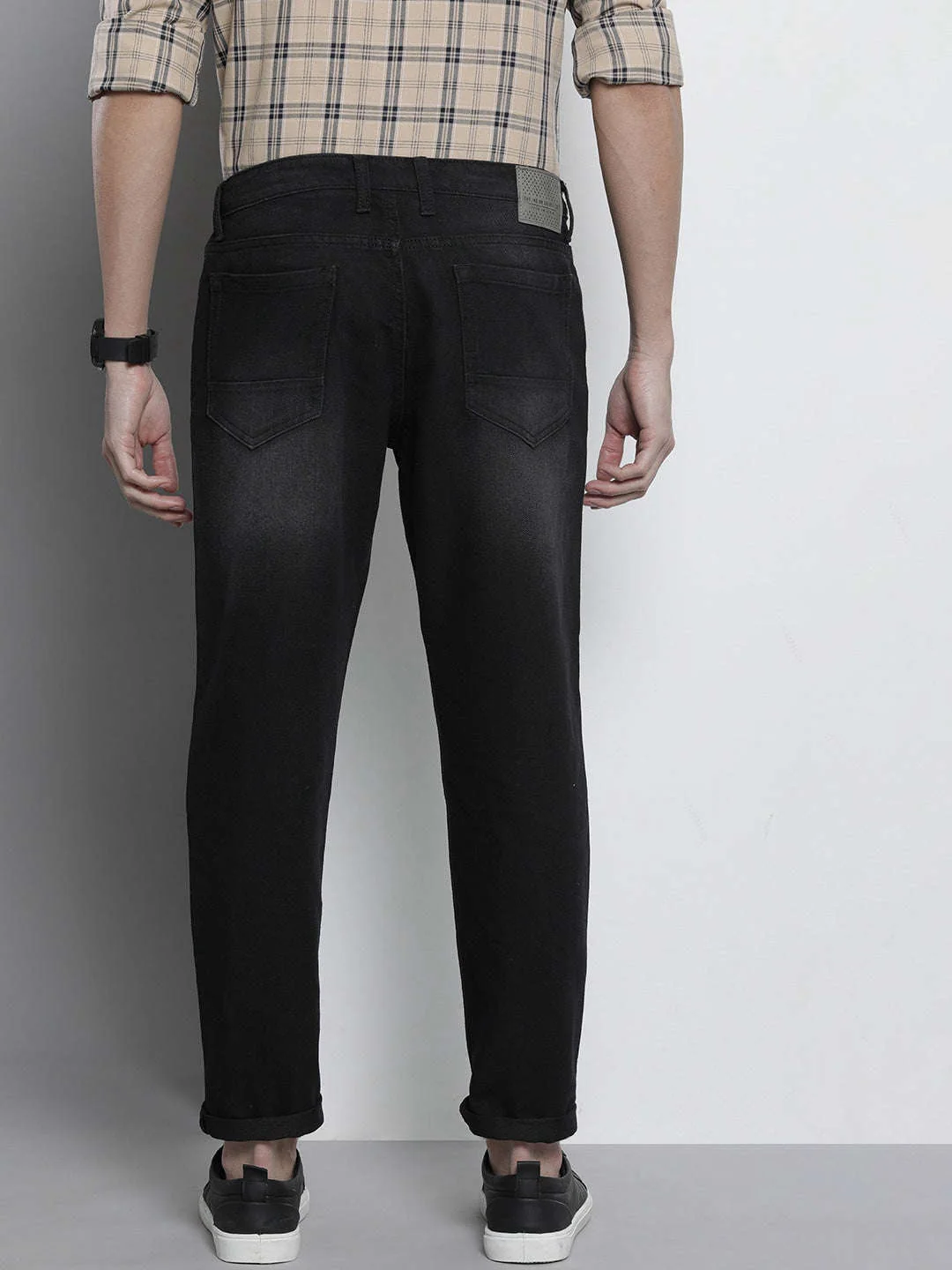 Men's Black Dad Fit Solid Mid-Rise Jeans - Image 3